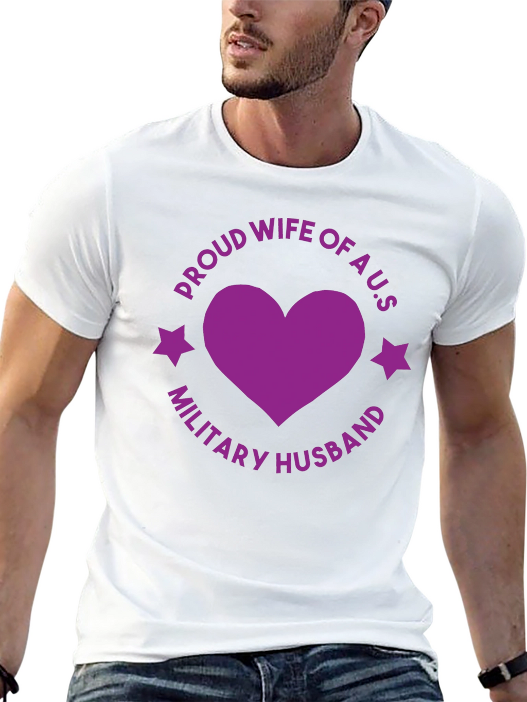 Proud Wife Military Husband Black Graphic Tee