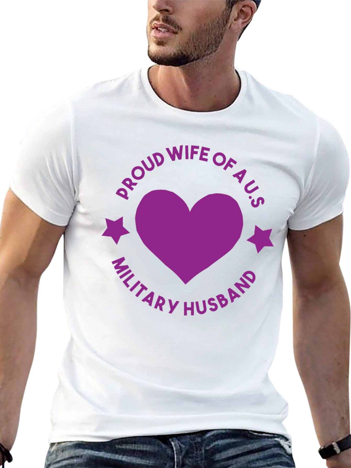 Proud Wife Military Husband Black Graphic Tee