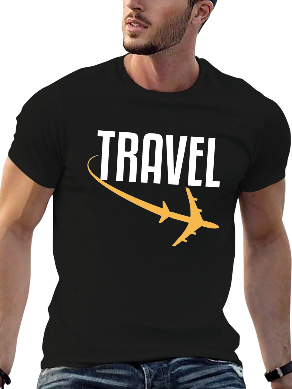 Travel Graphic Tee - Black Airplane T-Shirt
