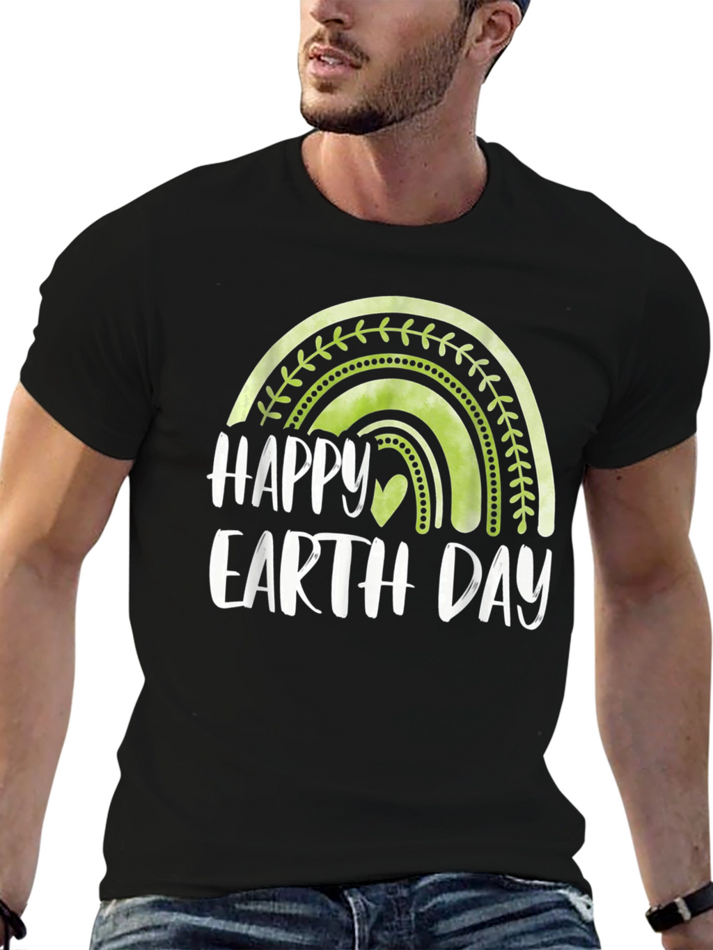 Happy Earth Day T-Shirt - Green Rainbow Design
