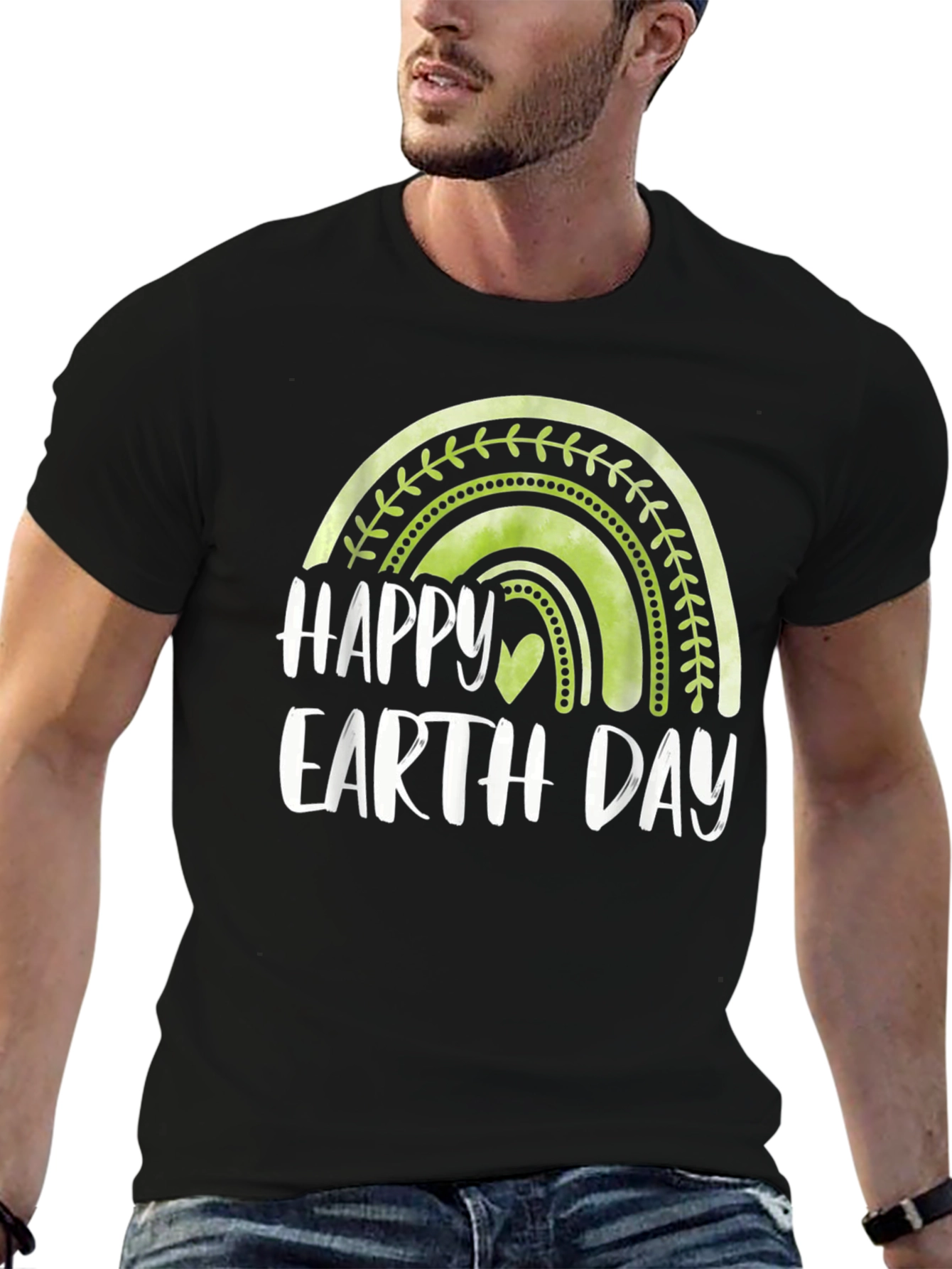 Happy Earth Day T-Shirt - Green Rainbow Design