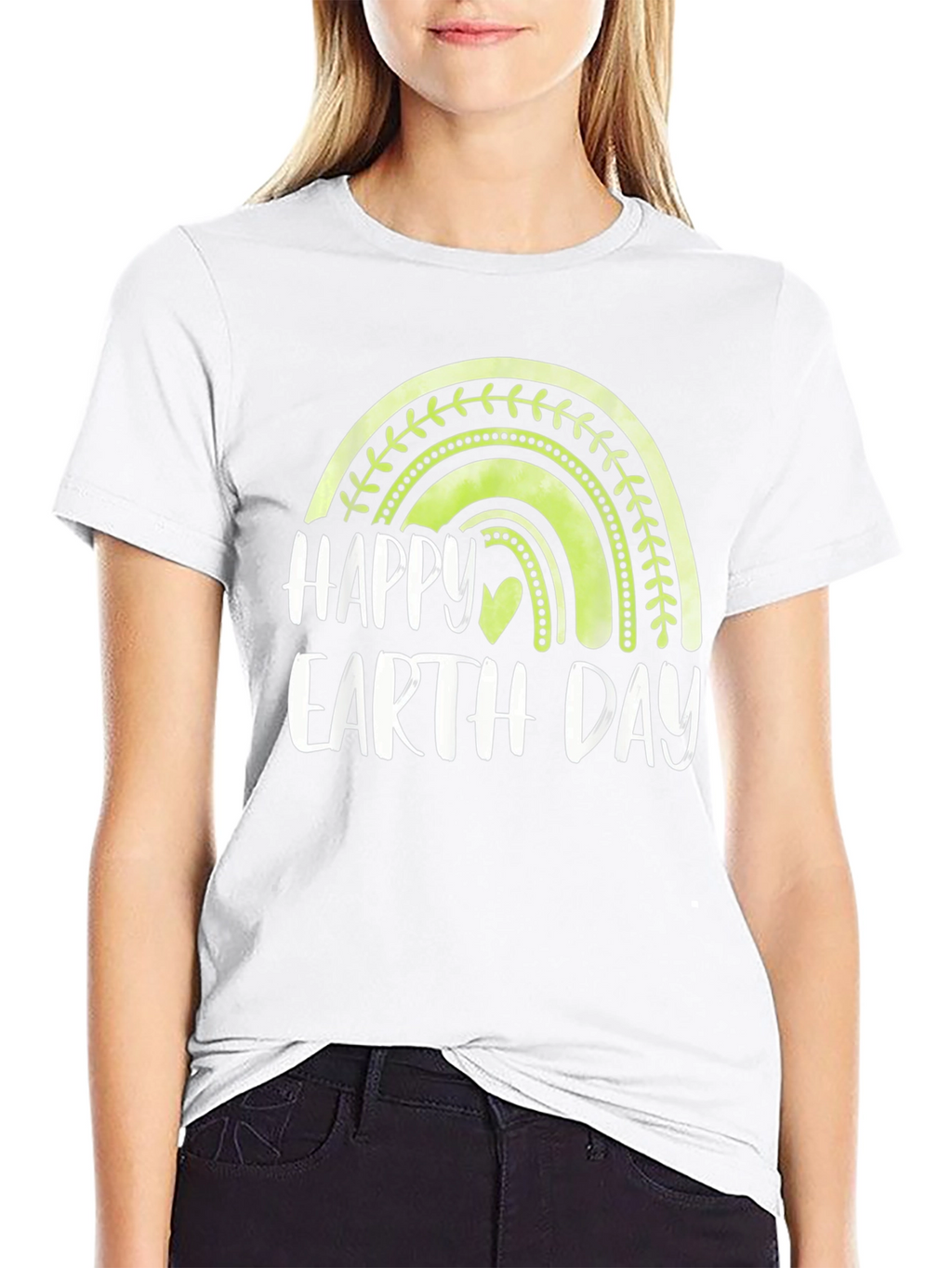 Happy Earth Day T-Shirt - Green Rainbow Design