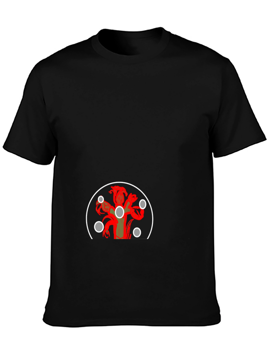 Graphic Print Tee - Hydra Design Black T-Shirt
