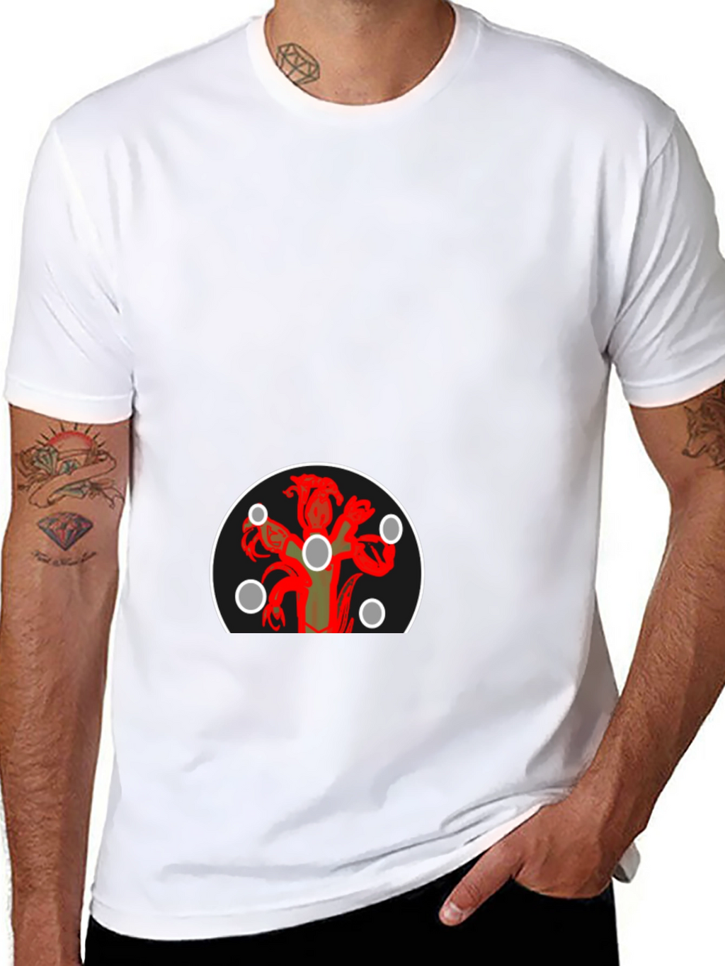 Graphic Print Tee - Hydra Design Black T-Shirt