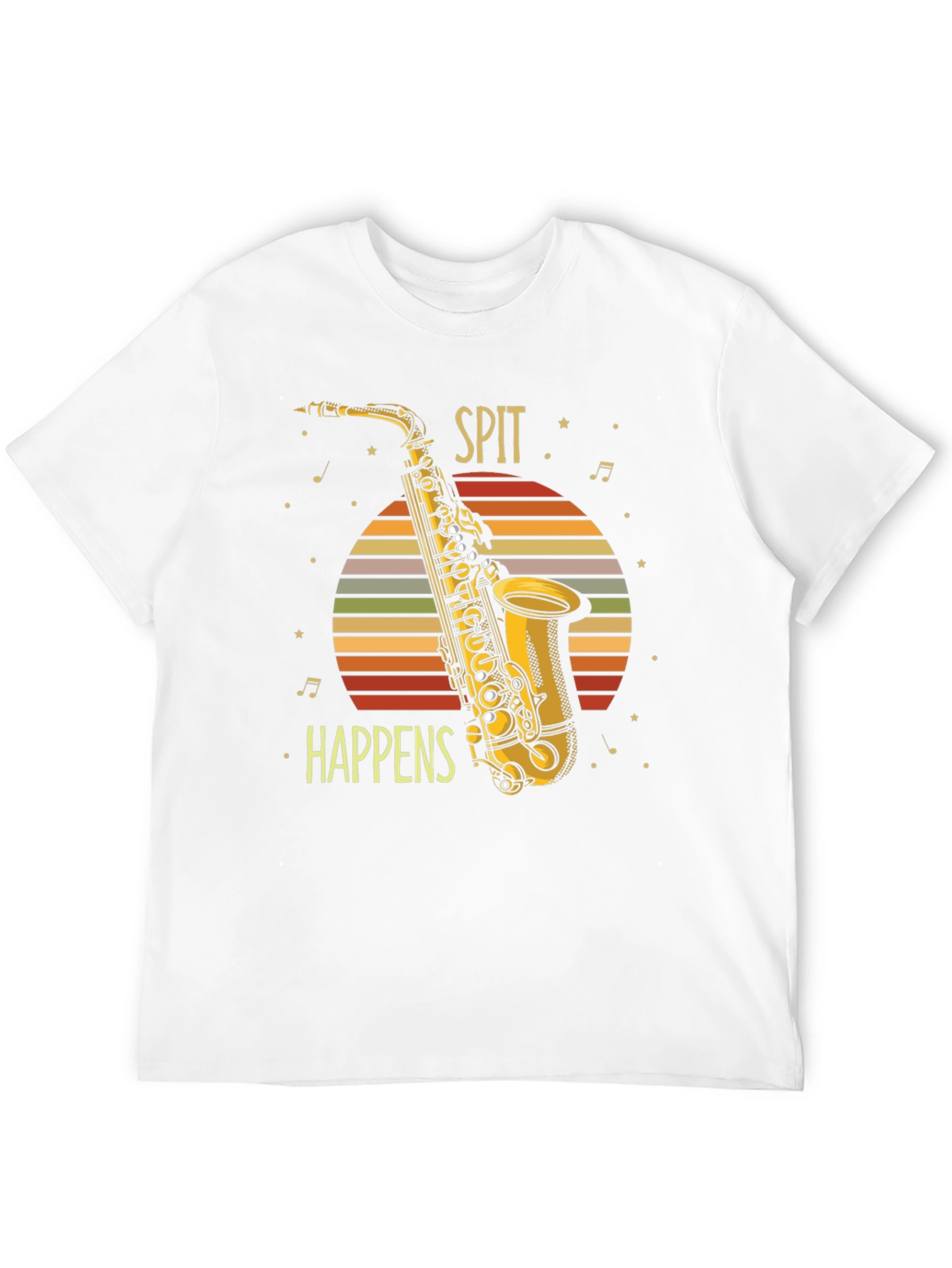 Spit Happens Saxophone Graphic Tee - Musician Humor