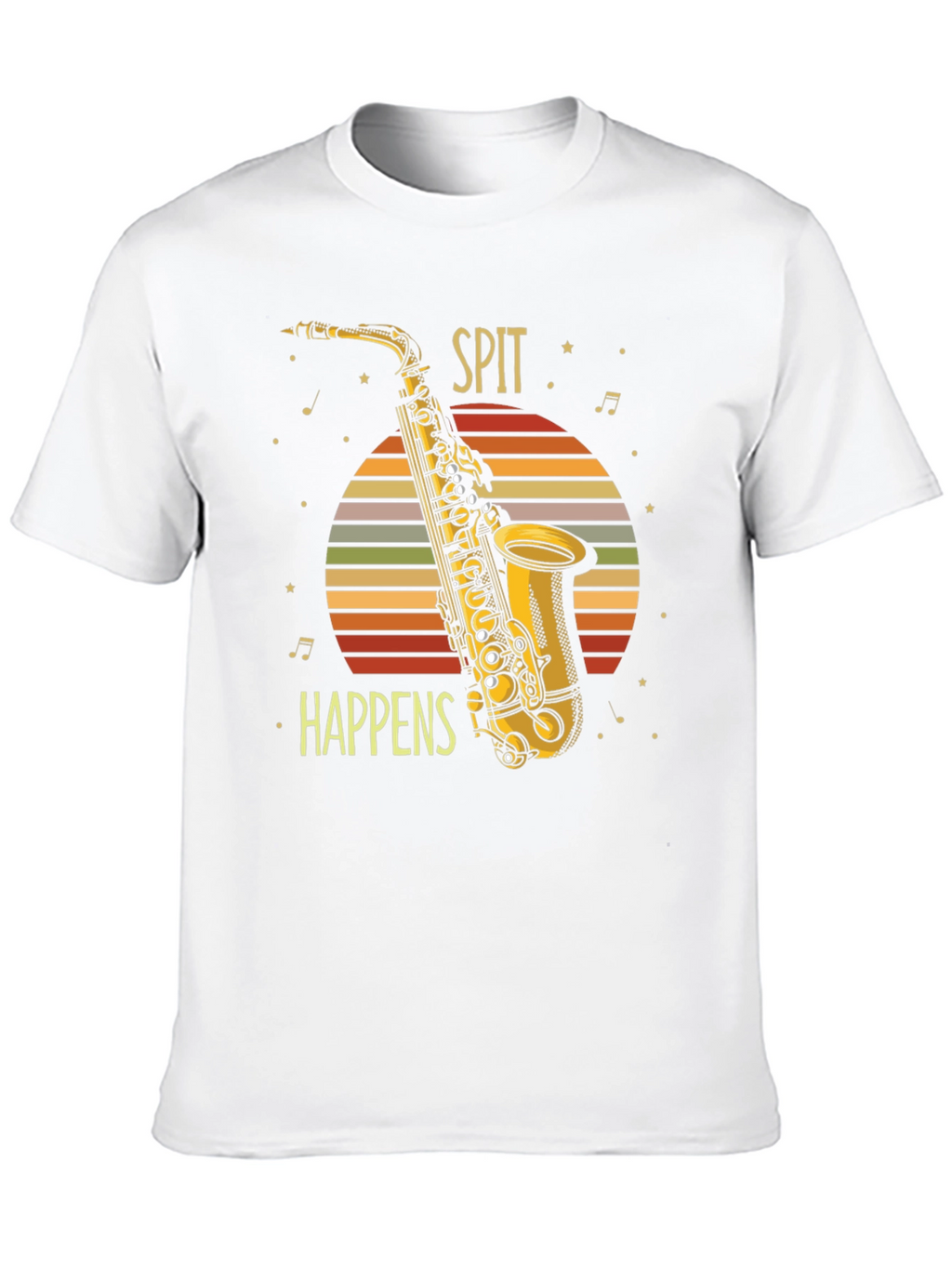 Spit Happens Saxophone Graphic Tee - Musician Humor