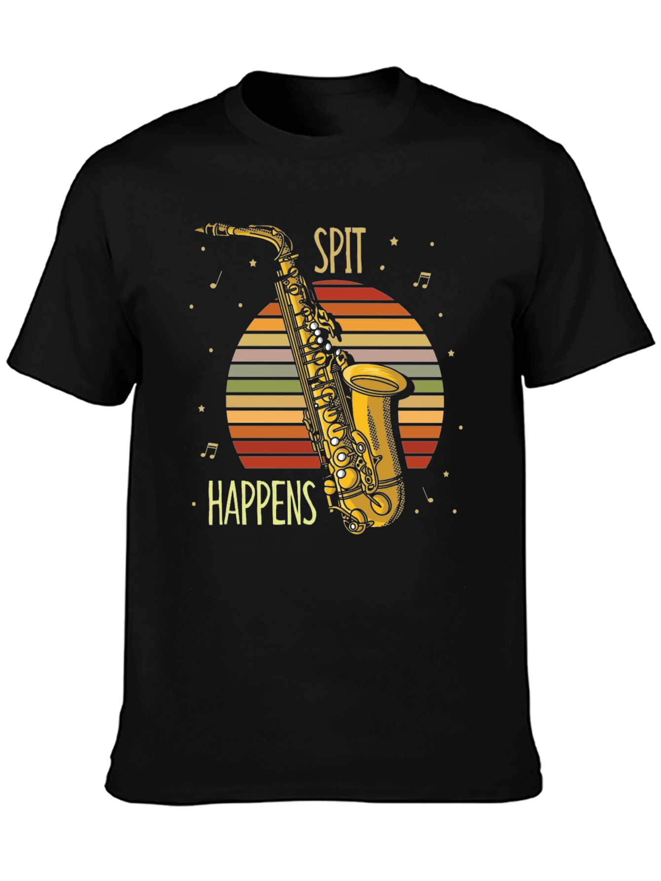 Spit Happens Saxophone Graphic Tee - Musician Humor