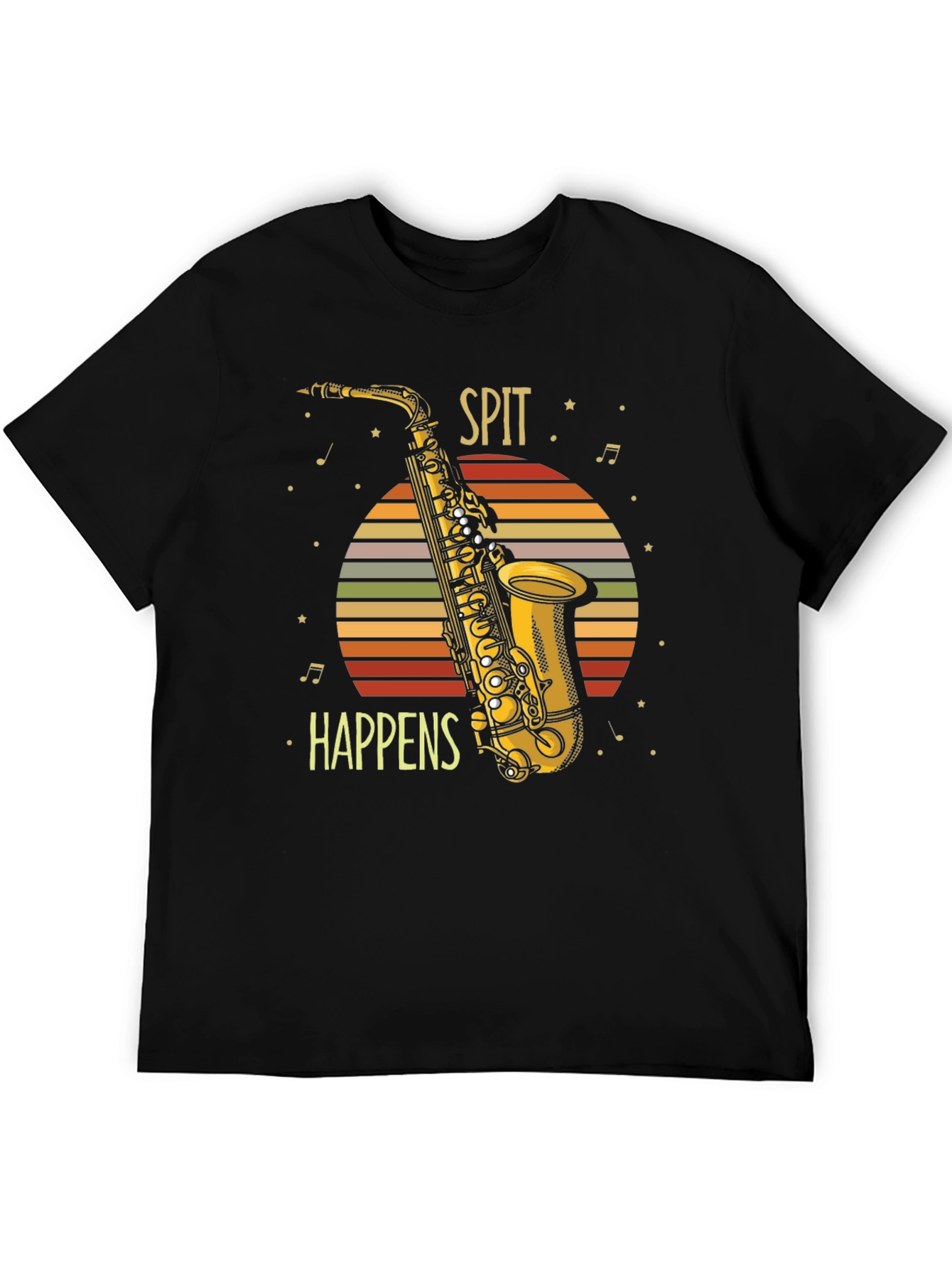 Spit Happens Saxophone Graphic Tee - Musician Humor