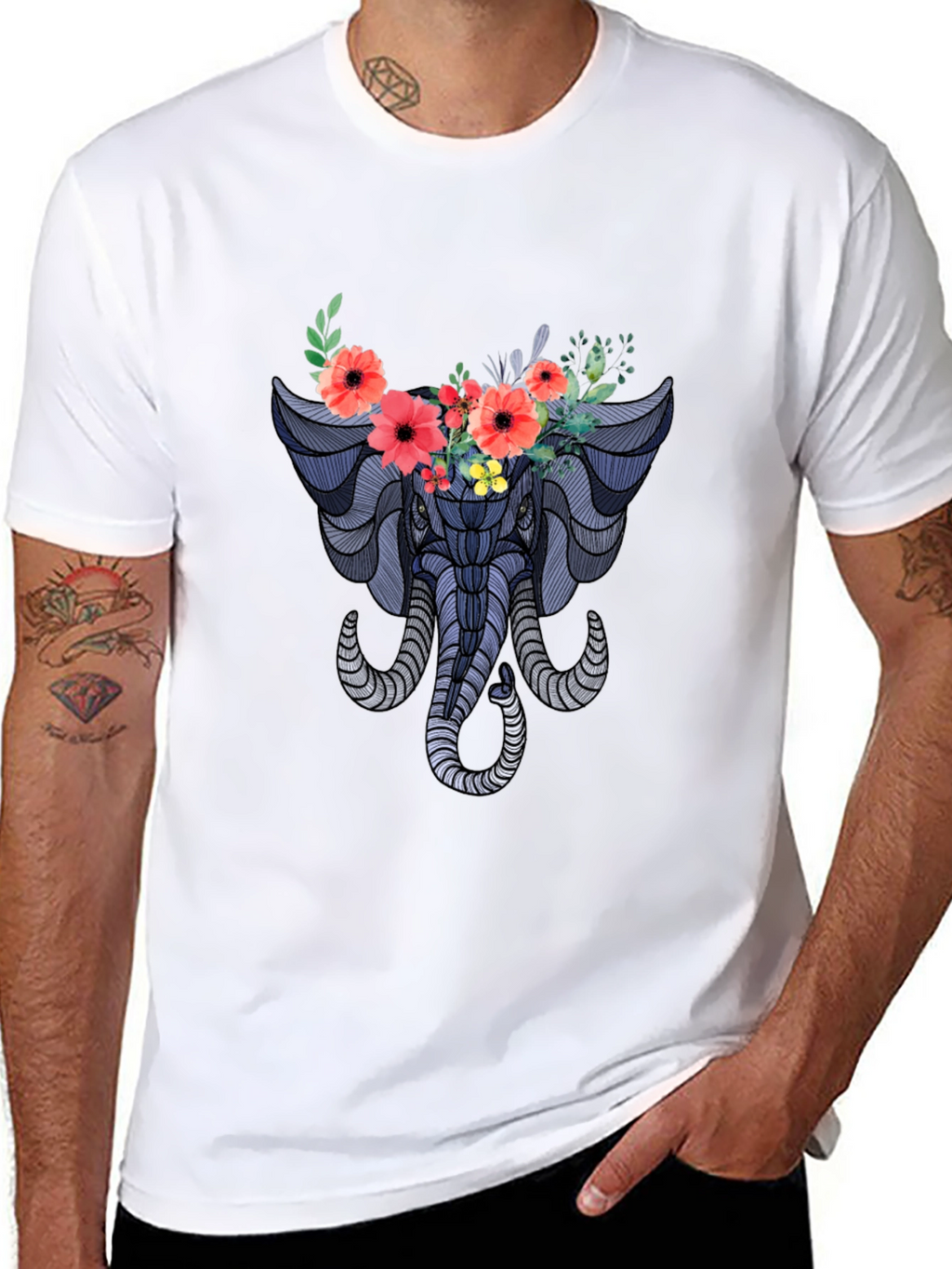 Floral Elephant Graphic T-Shirt