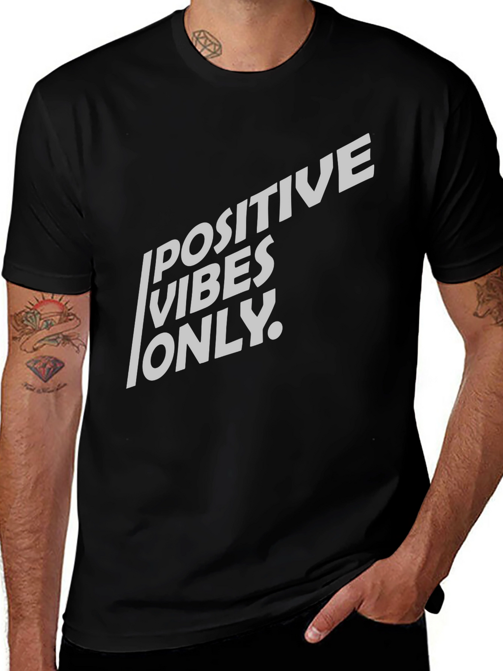 Positive Vibes Only Graphic T-Shirt - Black
