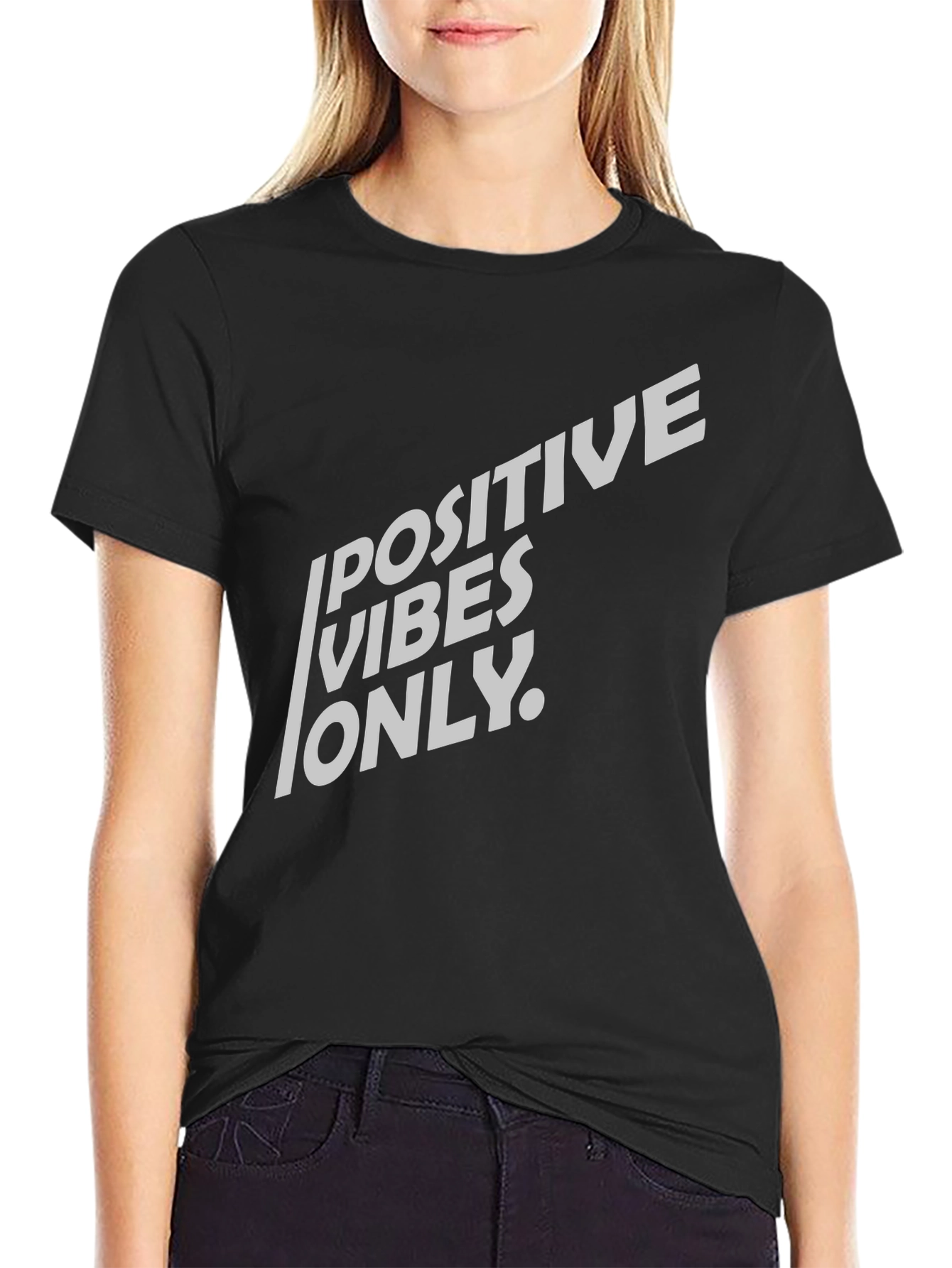 Positive Vibes Only Graphic T-Shirt - Black