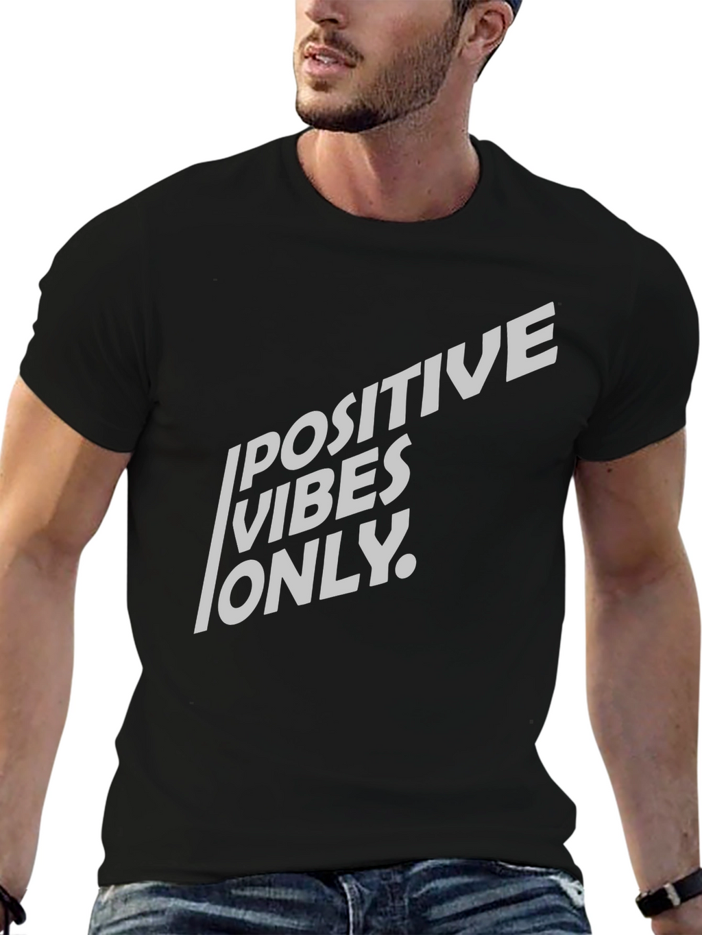 Positive Vibes Only Graphic T-Shirt - Black