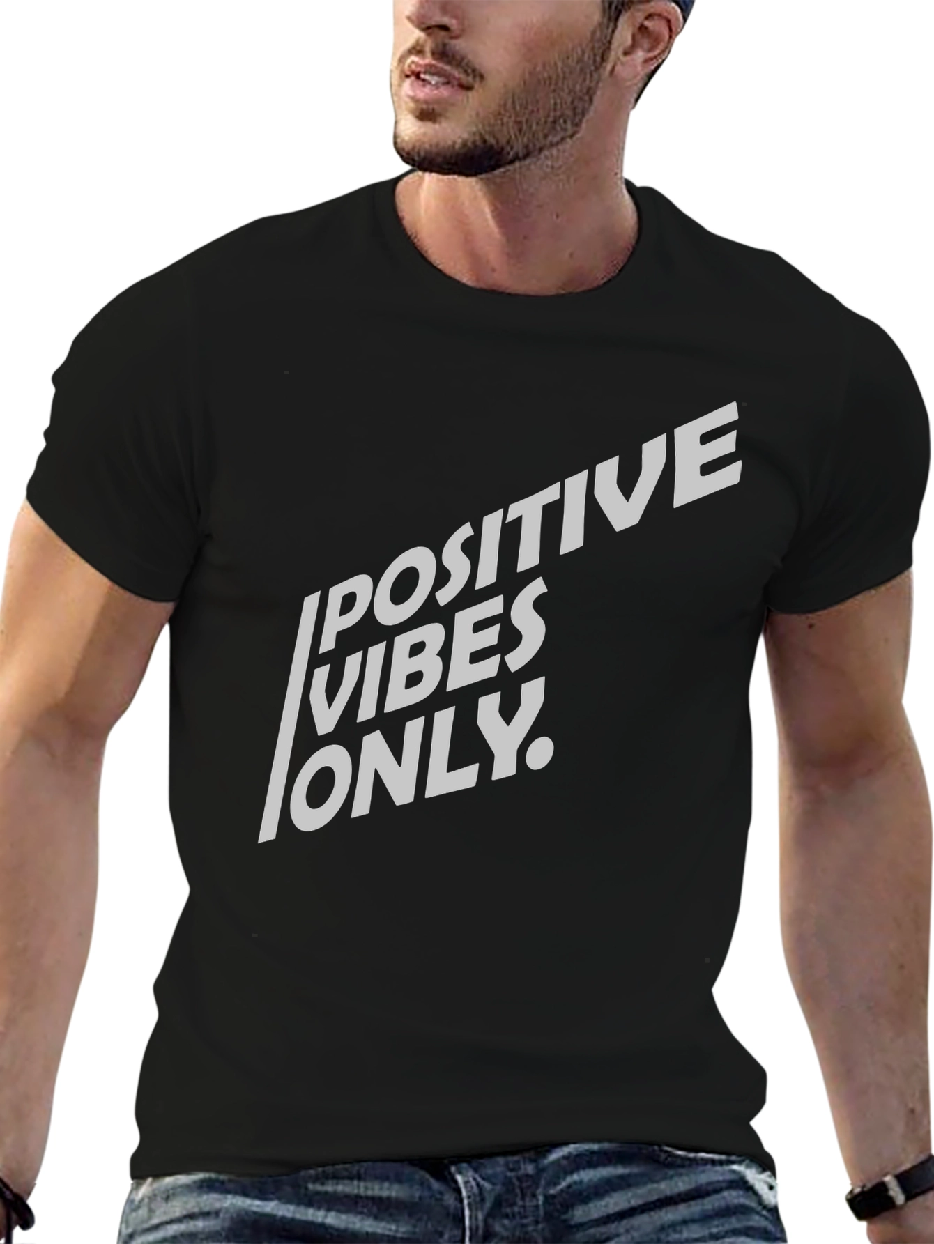 Positive Vibes Only Graphic T-Shirt - Black