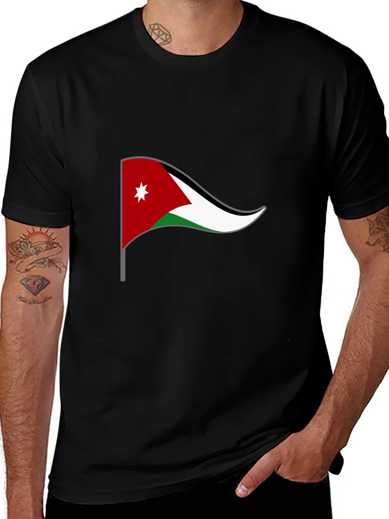 Jordan Flag Graphic T-Shirt - Black Short Sleeve