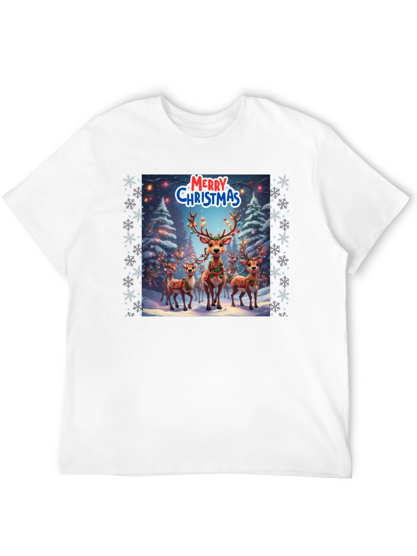 Christmas Reindeer T-Shirt Holiday Festive Tee