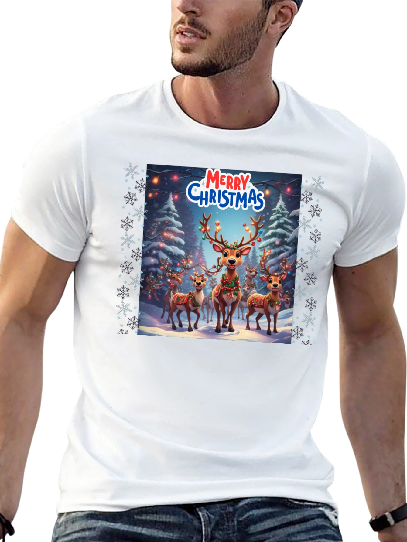 Christmas Reindeer T-Shirt Holiday Festive Tee
