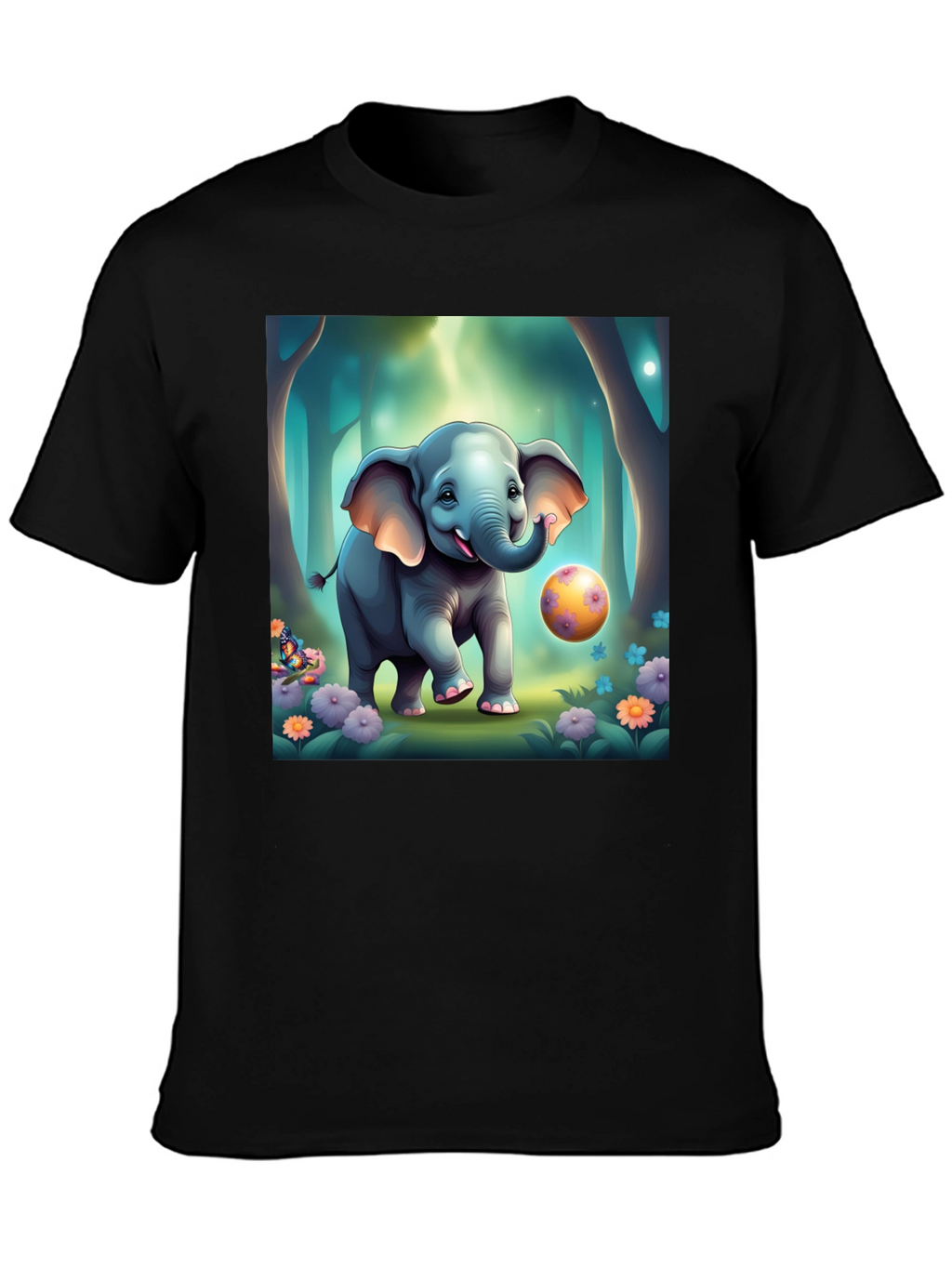 Cute Elephant Cartoon Print T-Shirt