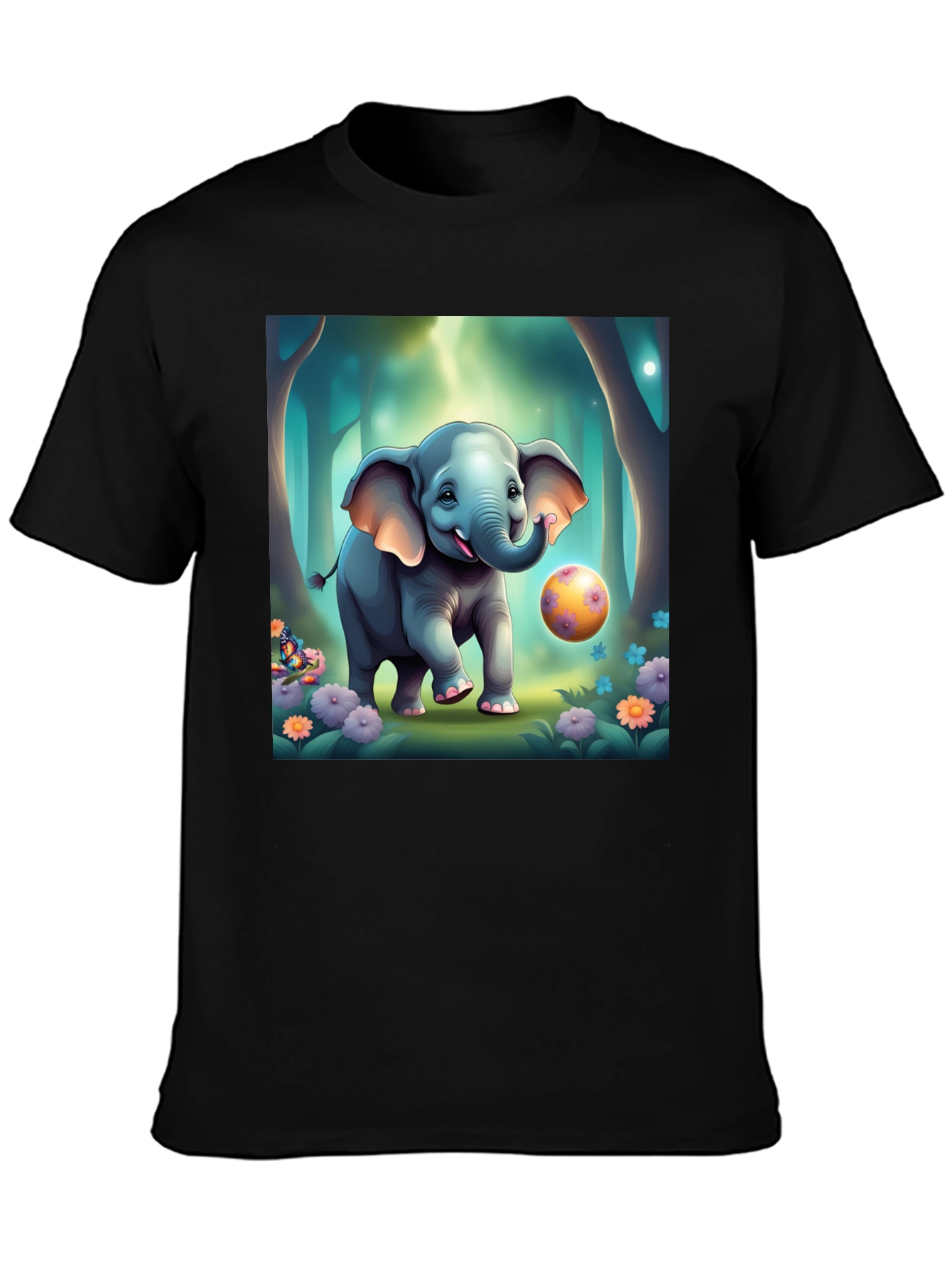 Cute Elephant Cartoon Print T-Shirt
