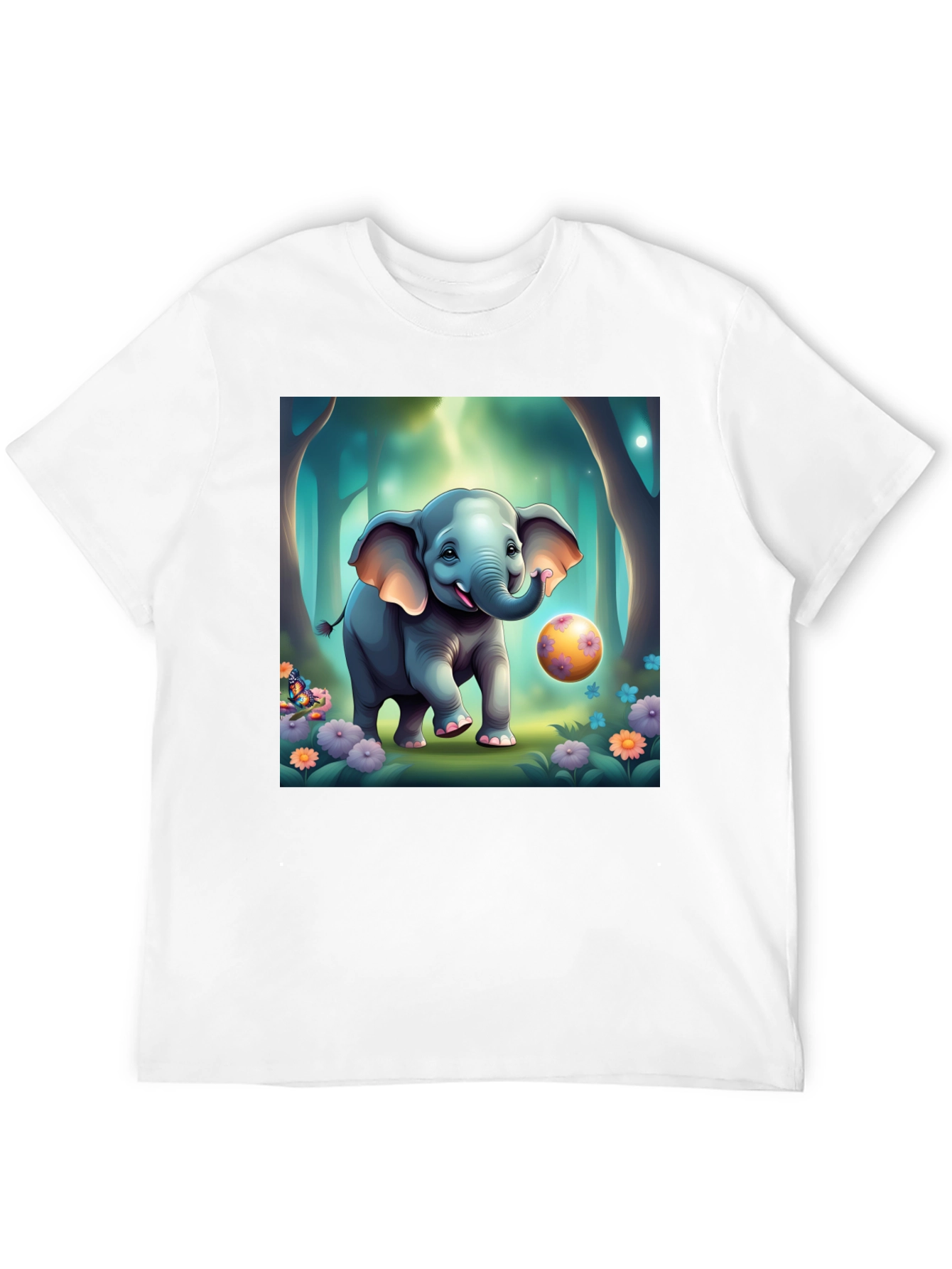Cute Elephant Cartoon Print T-Shirt