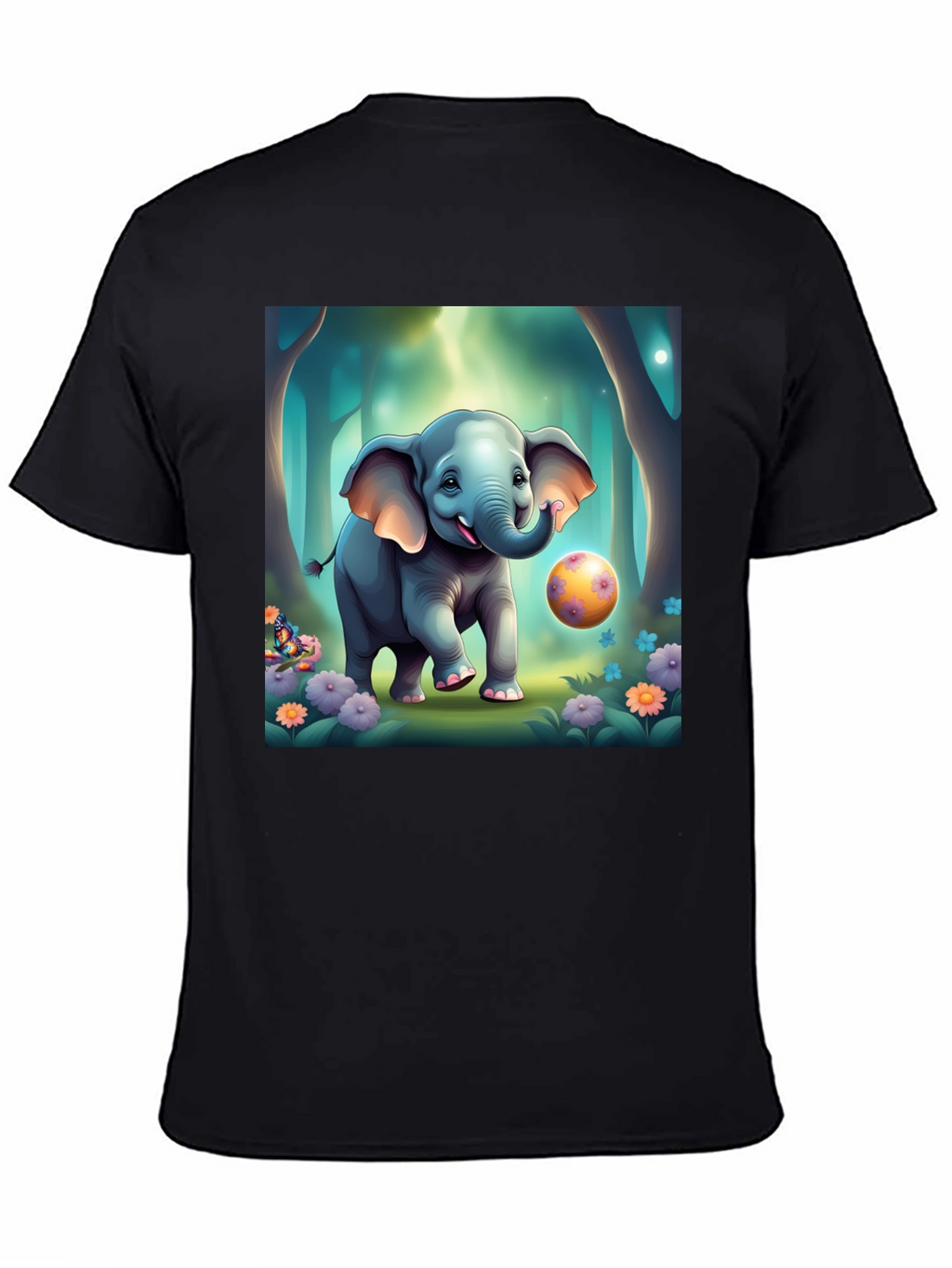 Cute Elephant Cartoon Print T-Shirt