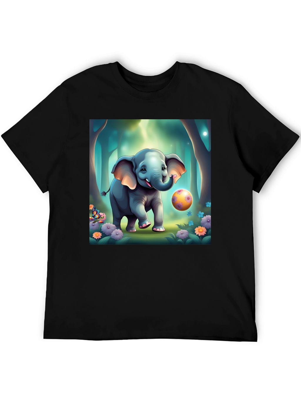 Cute Elephant Cartoon Print T-Shirt