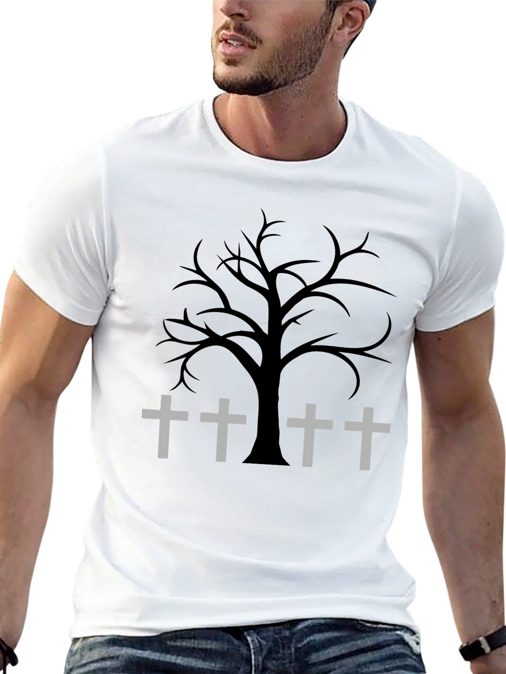 Graveyard Tree Graphic Tee - Spooky Season T-Shirt