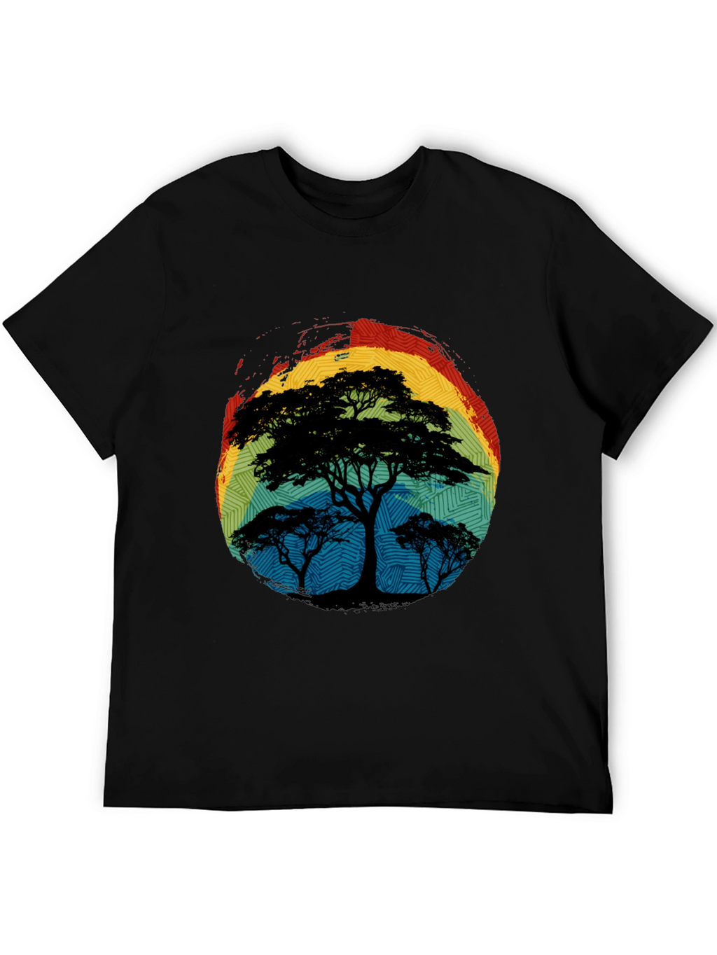 African Sunset Tree Graphic Tee - Black