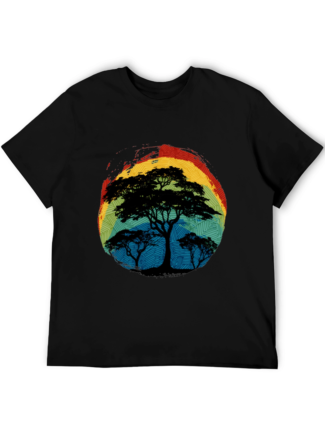 African Sunset Tree Graphic Tee - Black