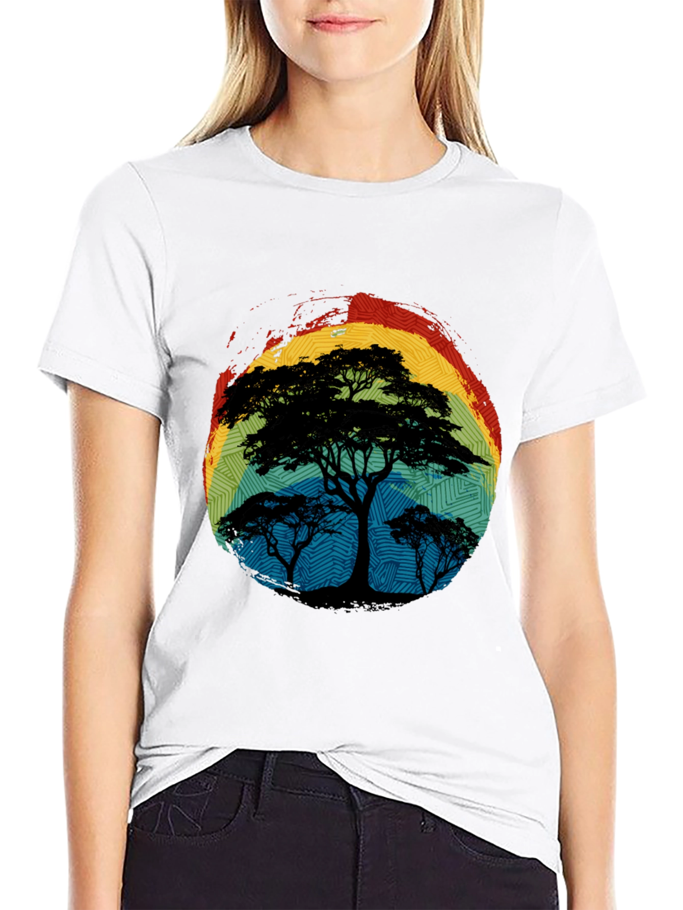 African Sunset Tree Graphic Tee - Black
