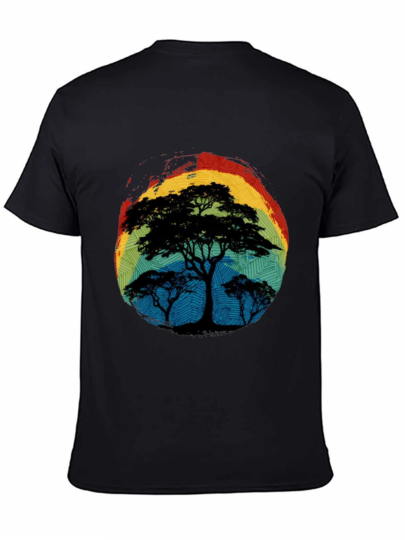 African Sunset Tree Graphic Tee - Black
