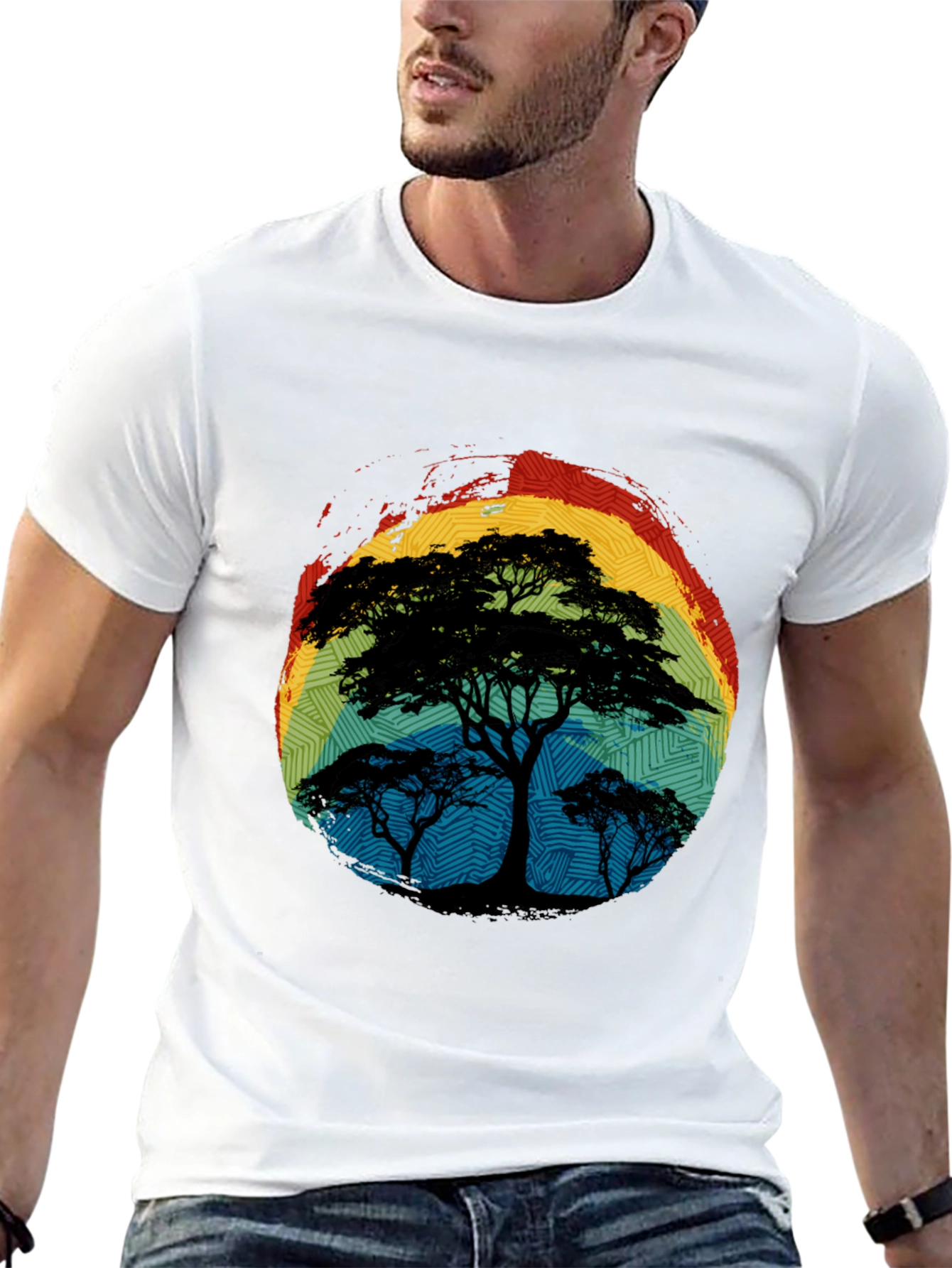 African Sunset Tree Graphic Tee - Black