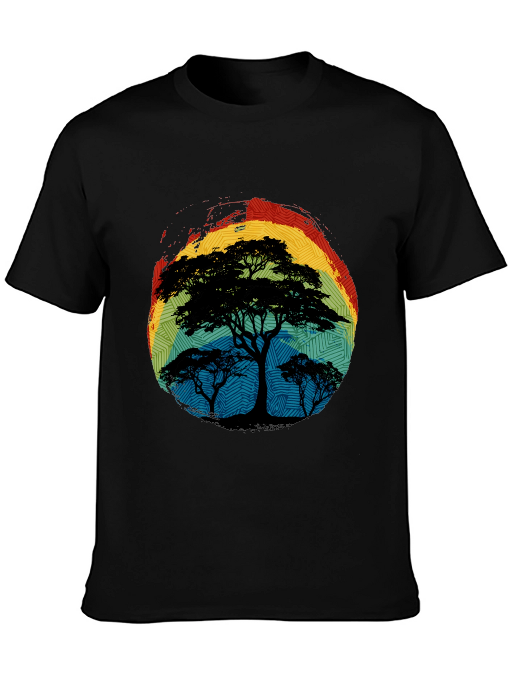African Sunset Tree Graphic Tee - Black