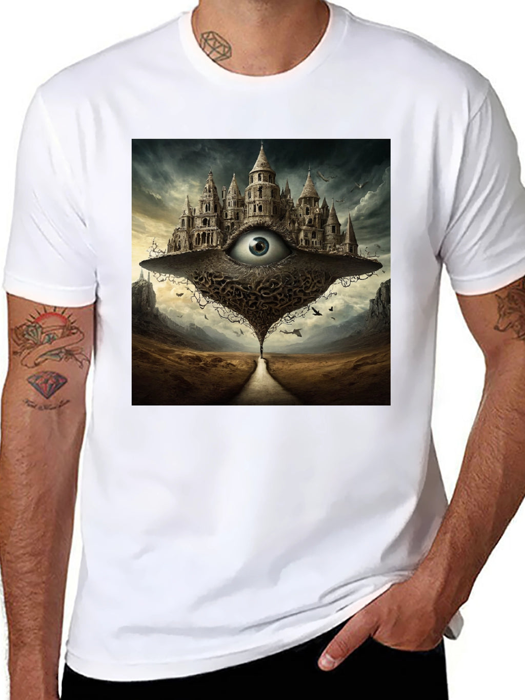 Eye Castle Graphic Tee - Surreal Fantasy Art Shirt
