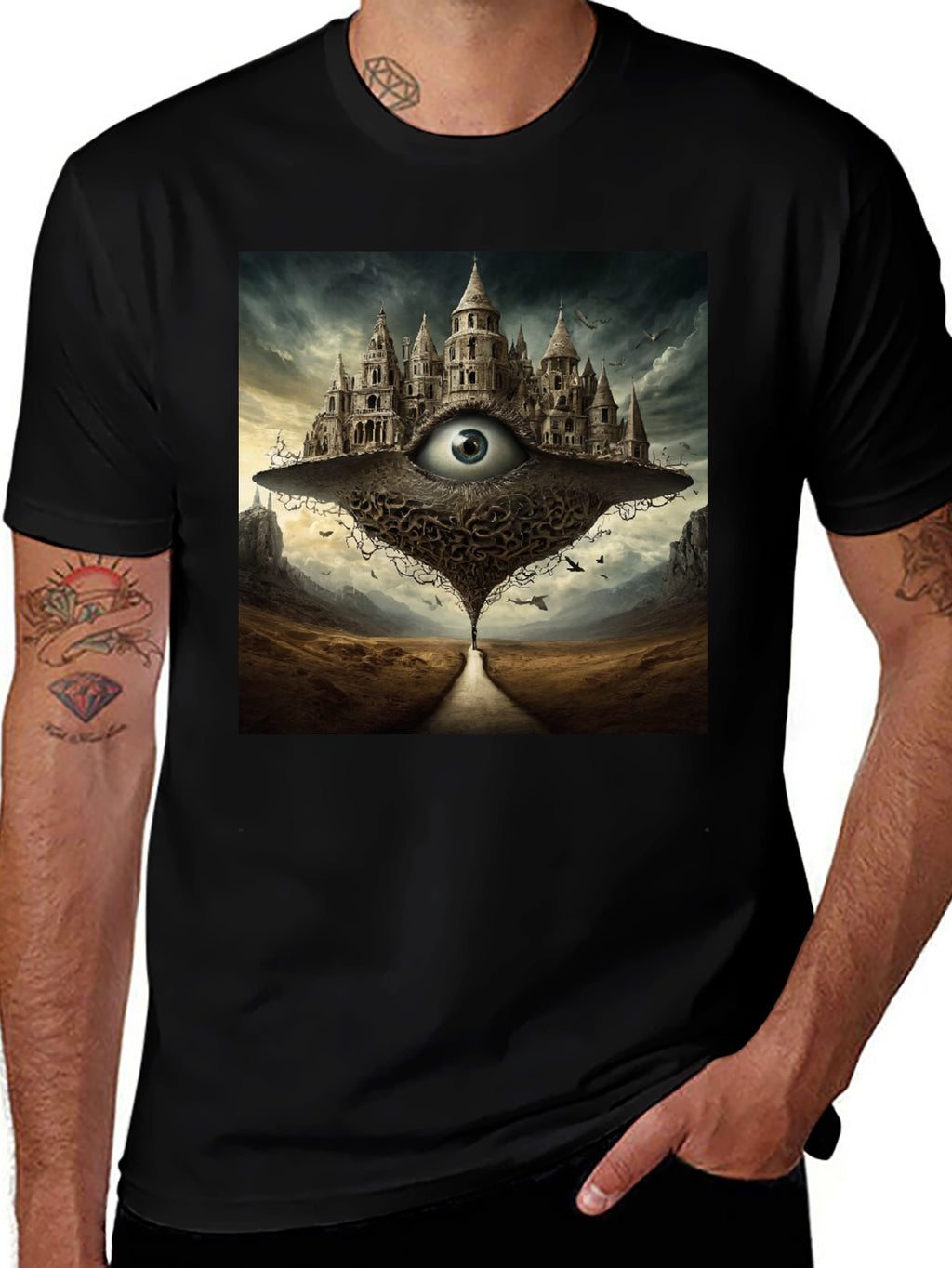 Eye Castle Graphic Tee - Surreal Fantasy Art Shirt