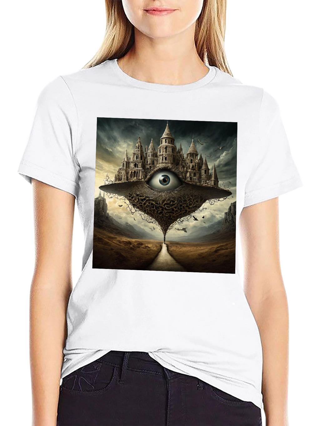 Eye Castle Graphic Tee - Surreal Fantasy Art Shirt