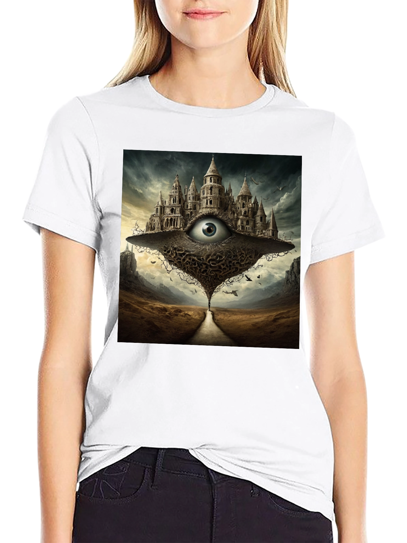 Eye Castle Graphic Tee - Surreal Fantasy Art Shirt