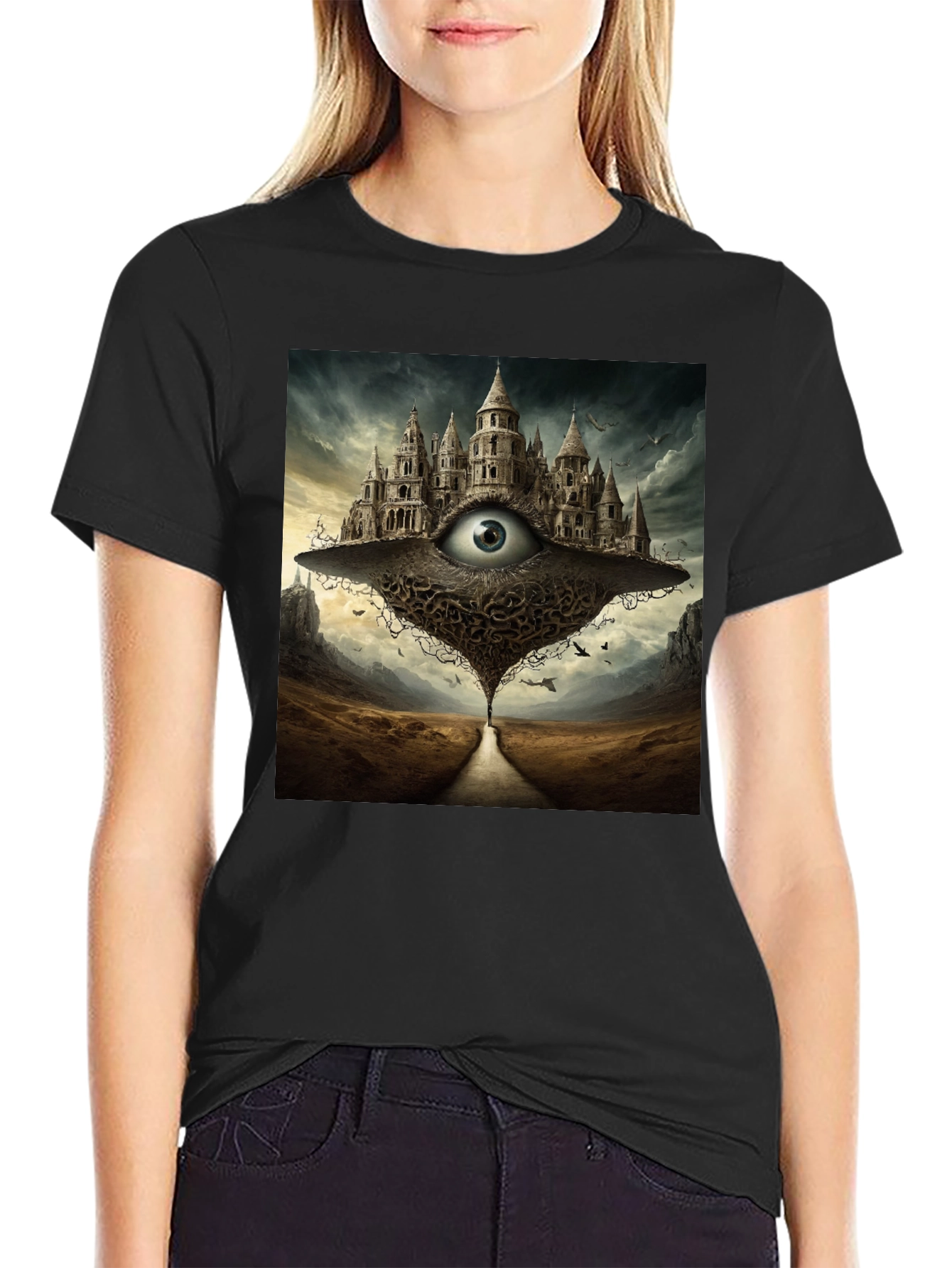 Eye Castle Graphic Tee - Surreal Fantasy Art Shirt