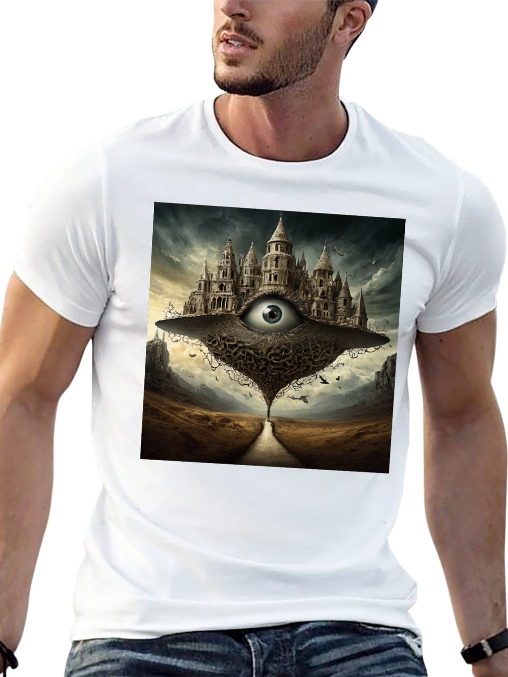 Eye Castle Graphic Tee - Surreal Fantasy Art Shirt