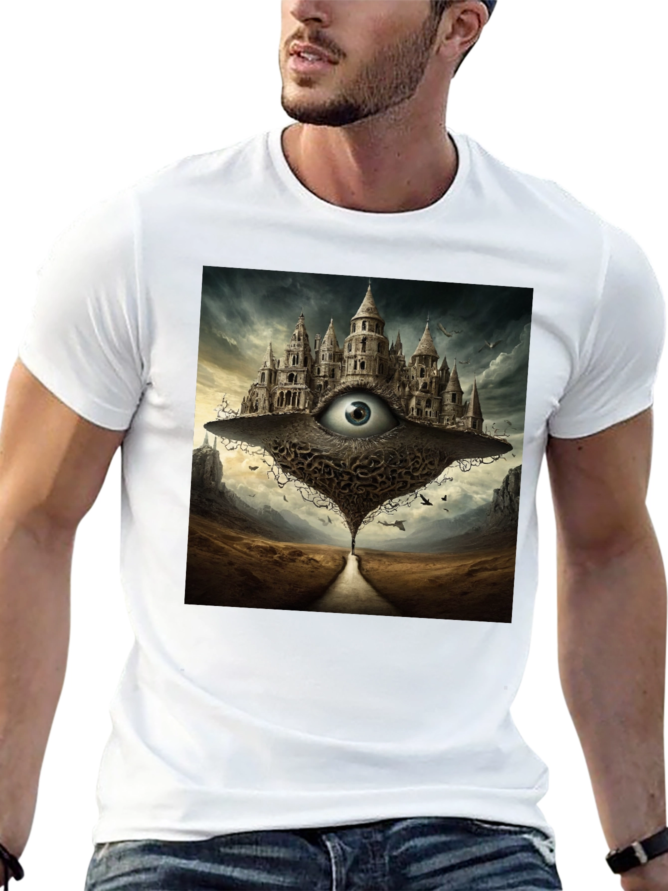 Eye Castle Graphic Tee - Surreal Fantasy Art Shirt