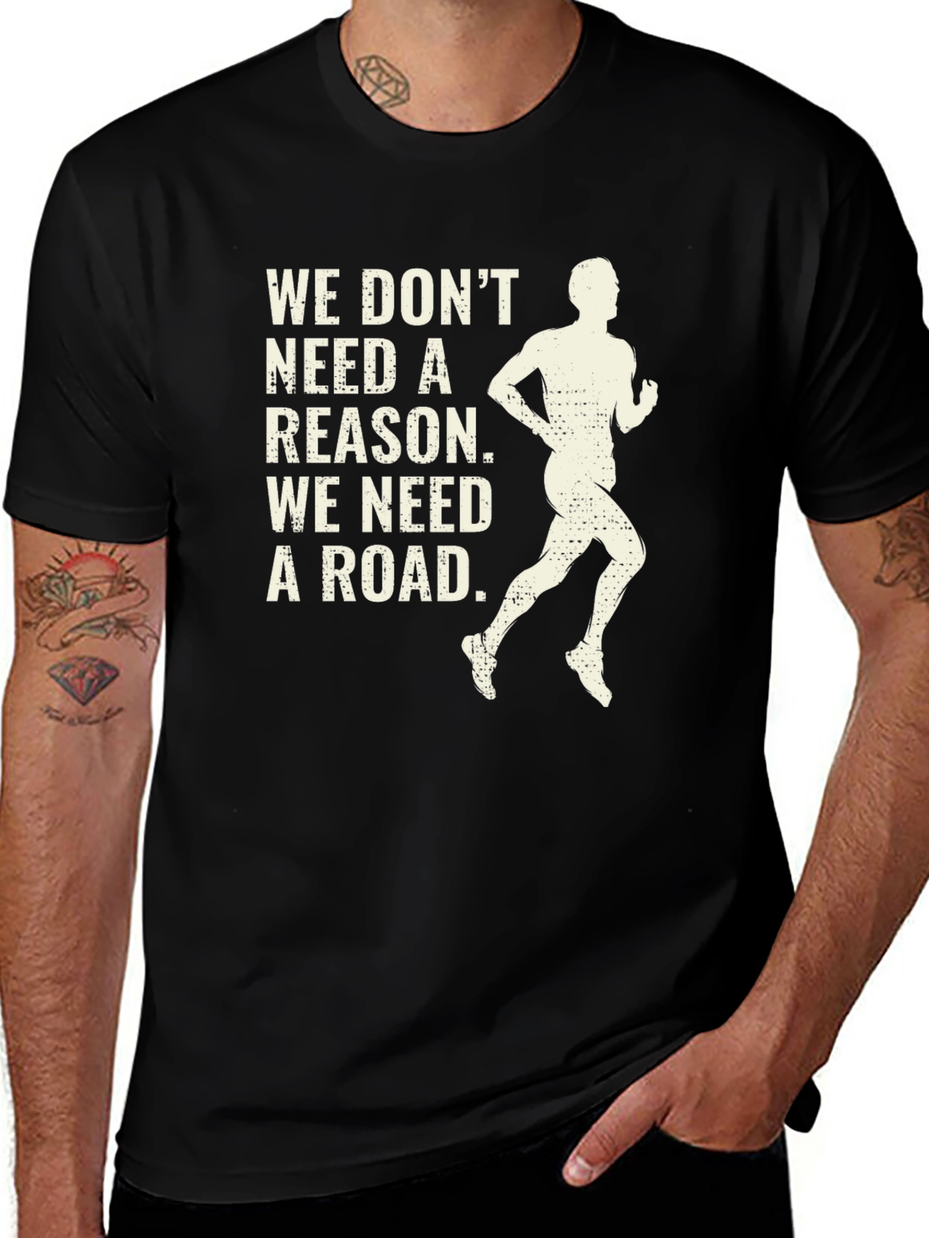 Runner Graphic Tee: We Need a Road - Mens Black T-Shirt