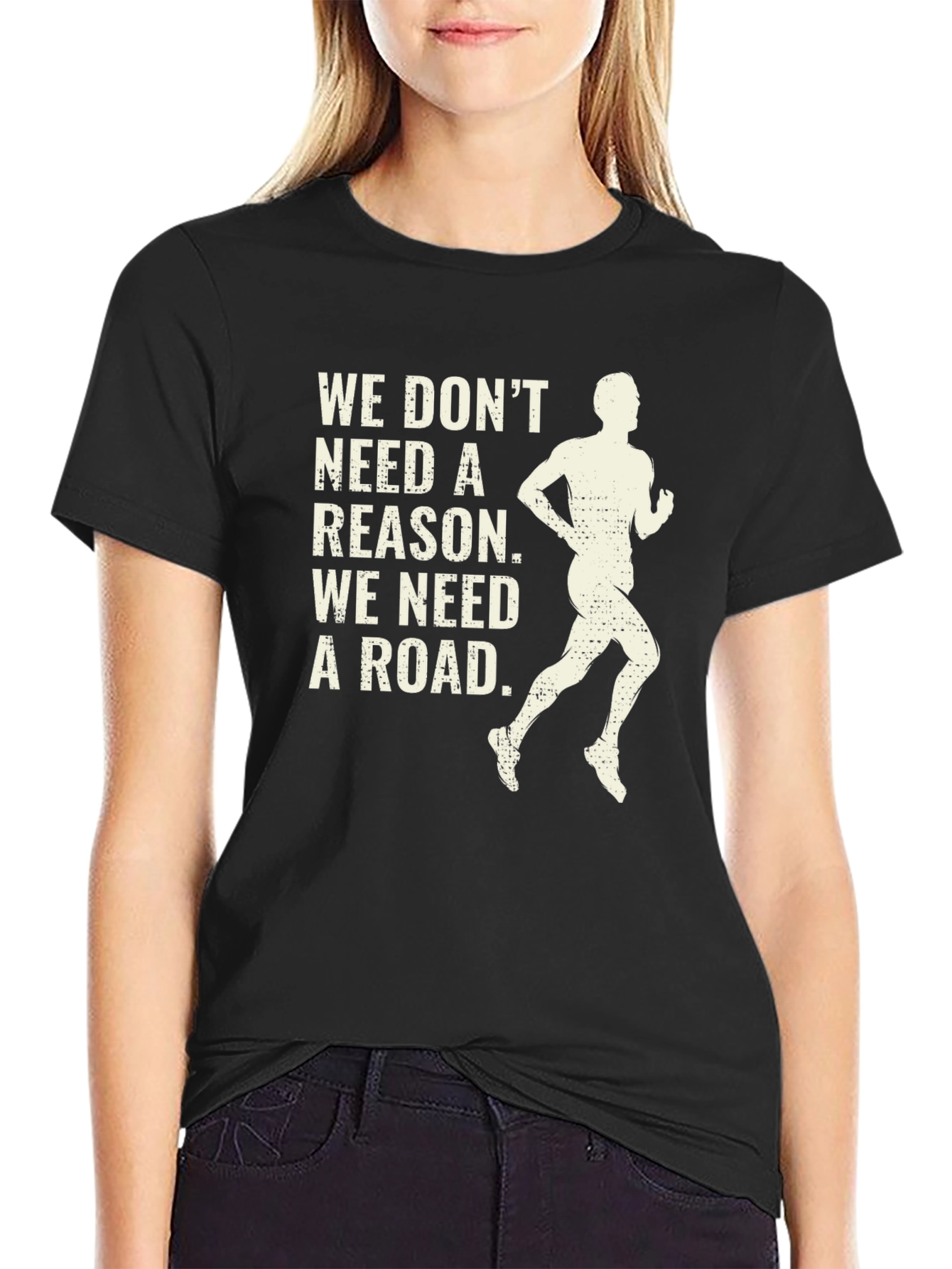 Runner Graphic Tee: We Need a Road - Mens Black T-Shirt