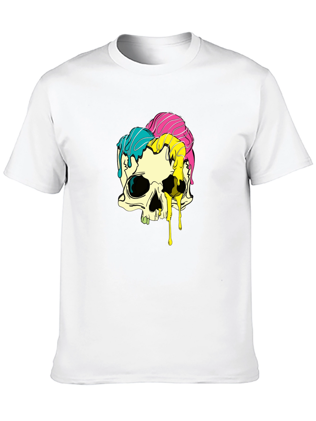 Melting Skull Graphic Tee - Black Cotton T-Shirt