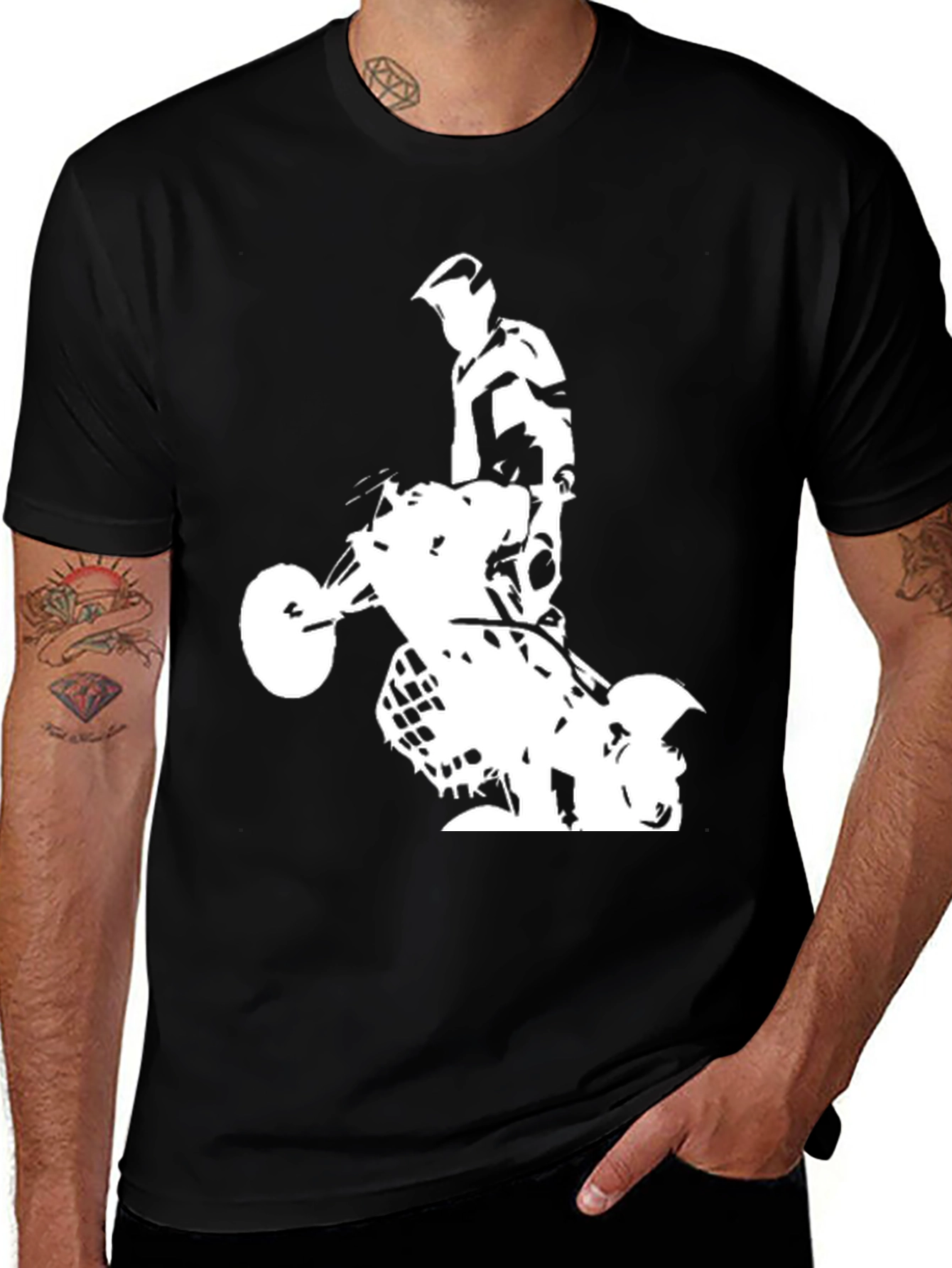Black Graphic Tee: ATV Rider Design