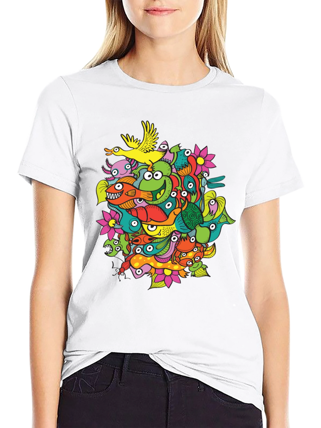 Funky Doodle Art Black T-Shirt
