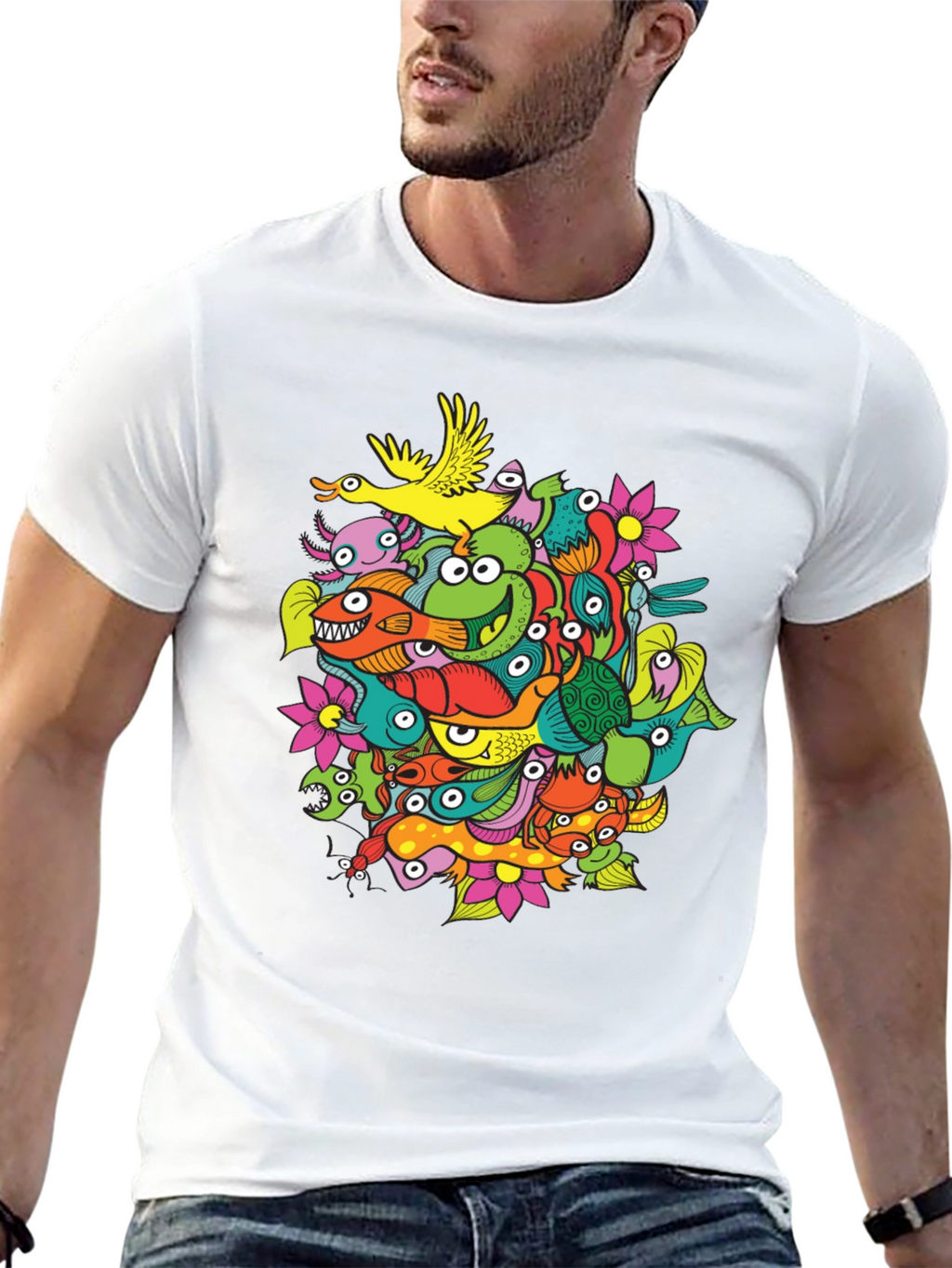 Funky Doodle Art Black T-Shirt