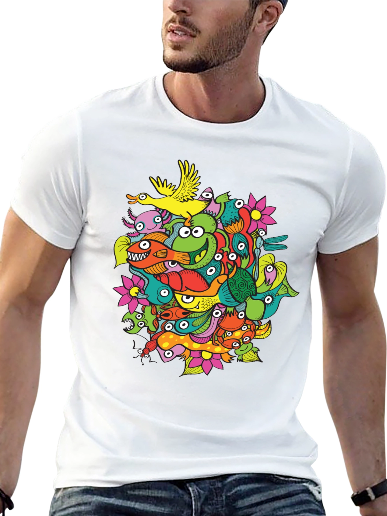 Funky Doodle Art Black T-Shirt