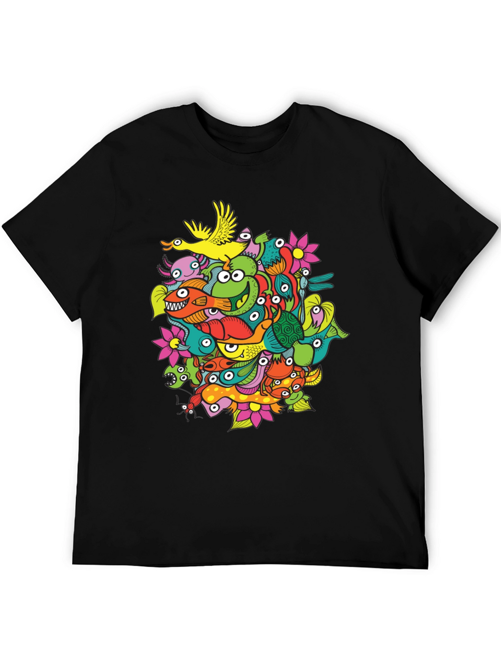 Funky Doodle Art Black T-Shirt