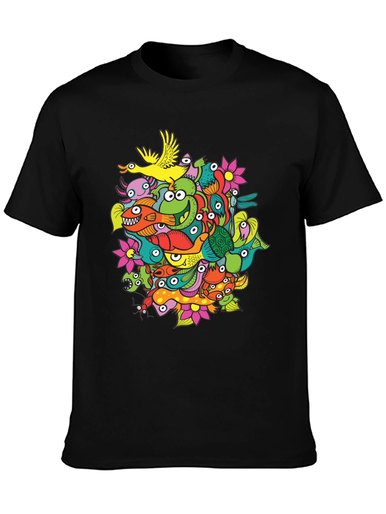 Funky Doodle Art Black T-Shirt