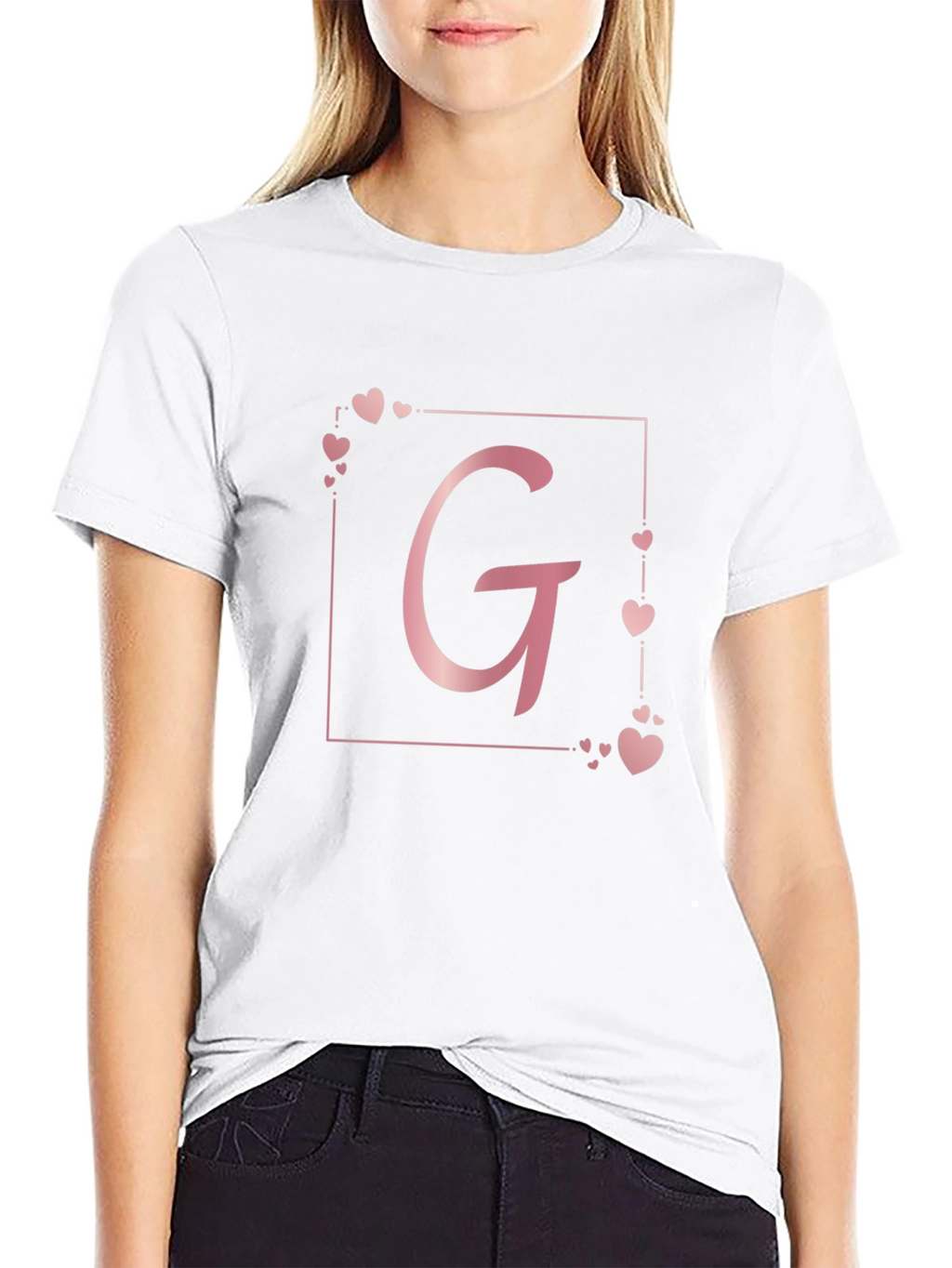 Elegant Letter G Heart Tee