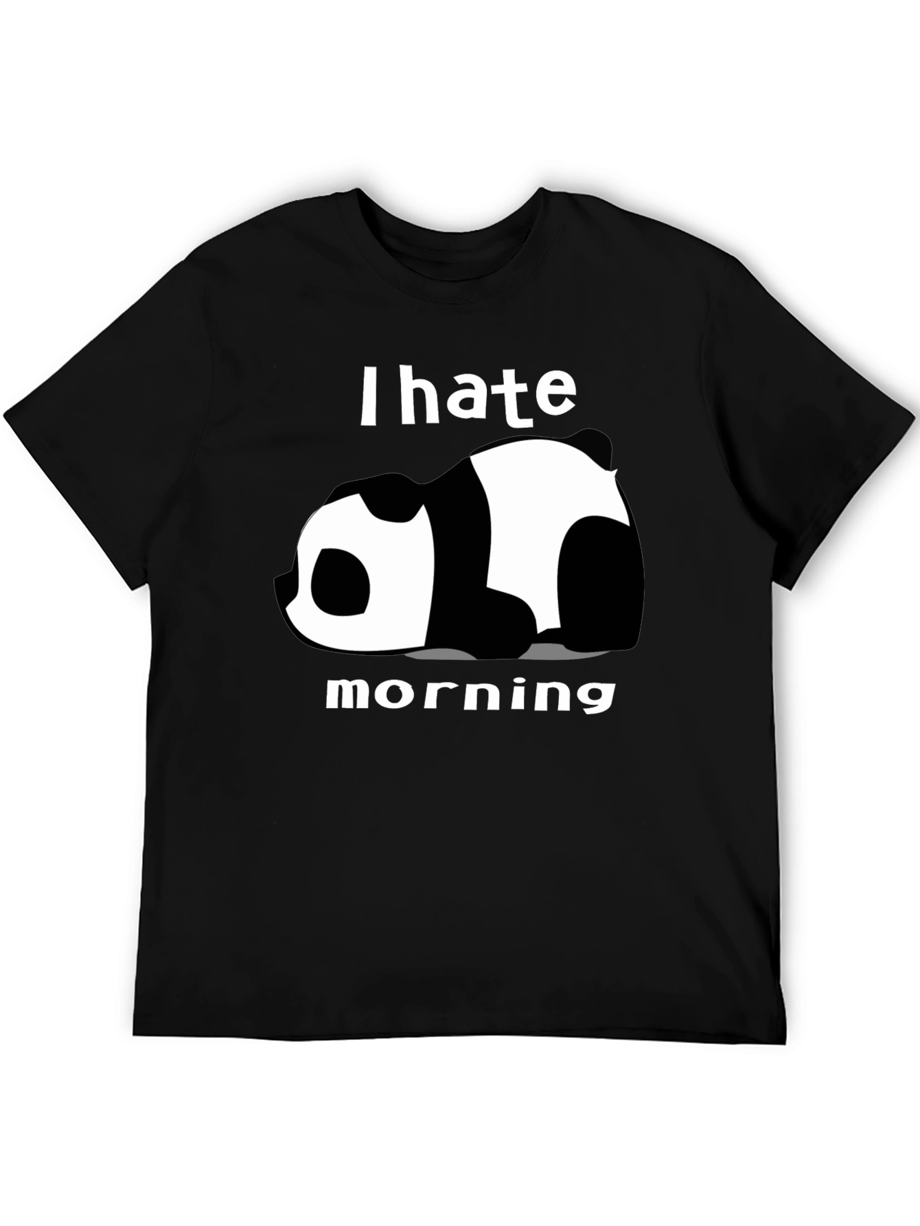 I Hate Morning Panda Graphic Tee - Black